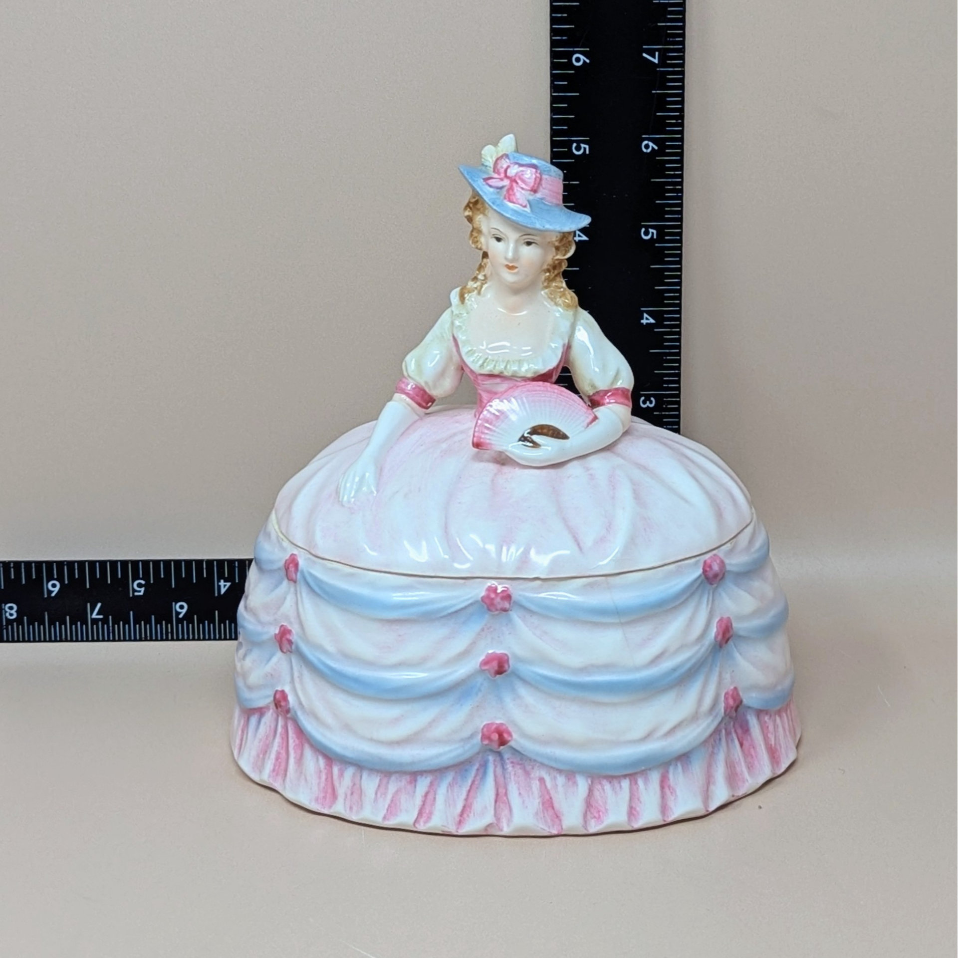 1950s Andrea Ceramic Victorian Lady Powder Box