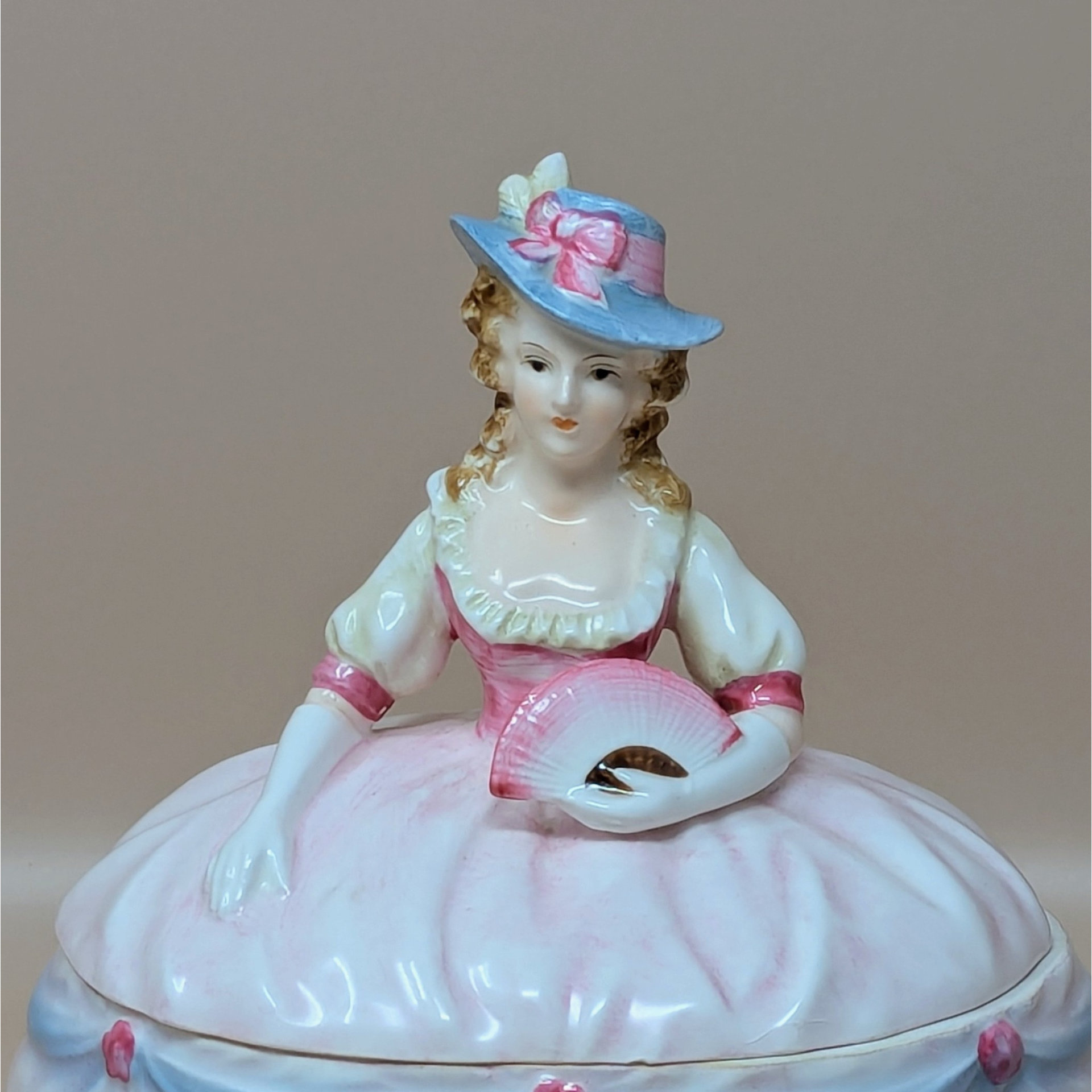 1950s Andrea Ceramic Victorian Lady Powder Box