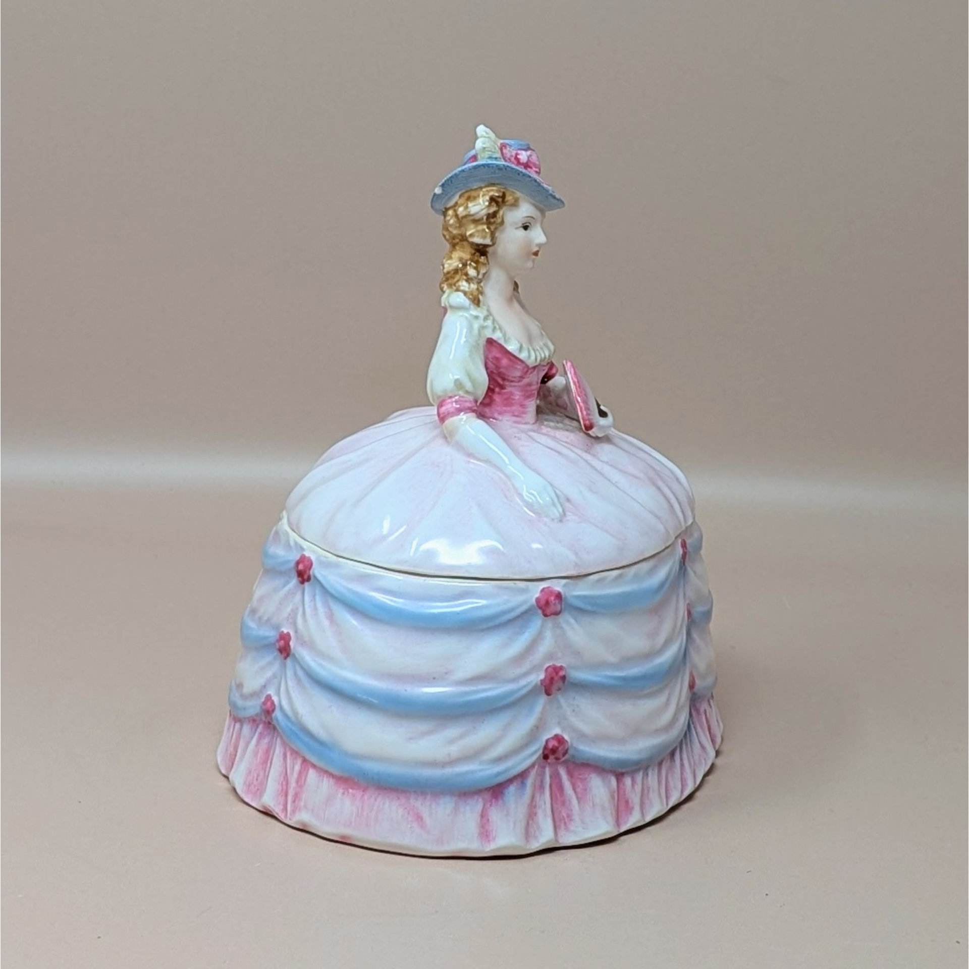 1950s Andrea Ceramic Victorian Lady Powder Box