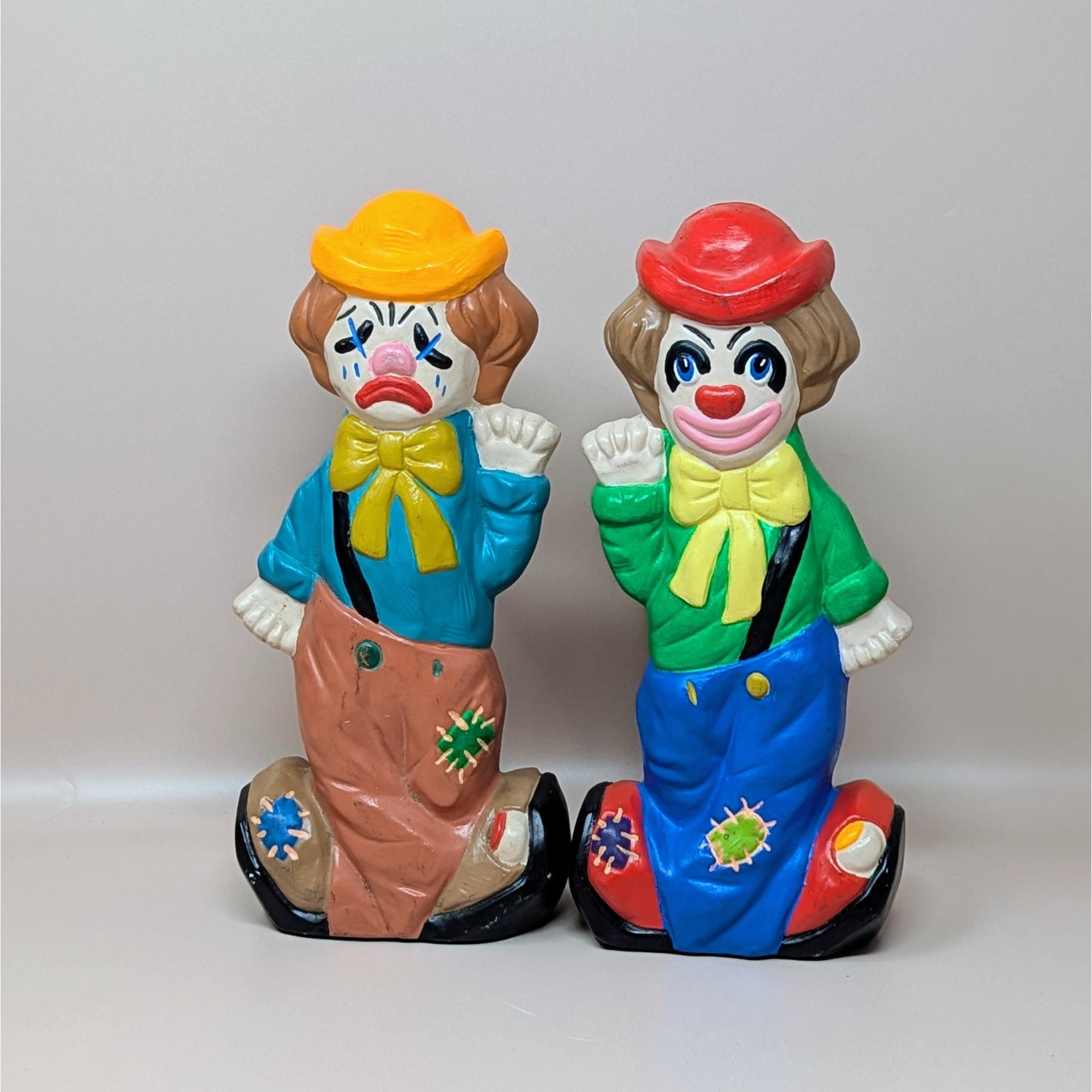 Vintage Ceramic Double Sided Laughing Crying Clown Bank Pair