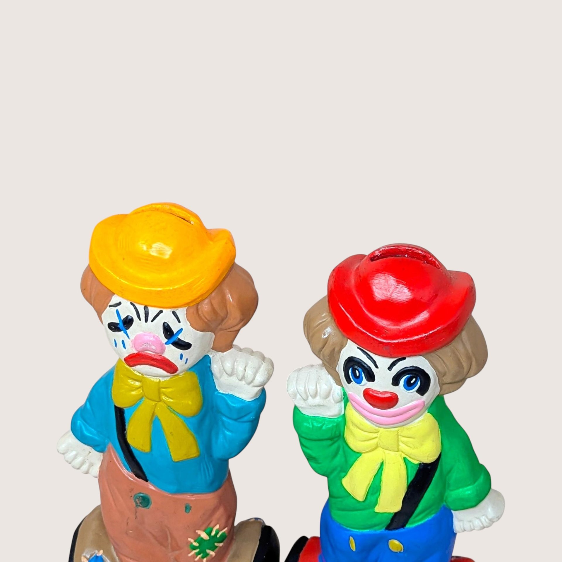 Vintage Ceramic Double Sided Laughing Crying Clown Bank Pair