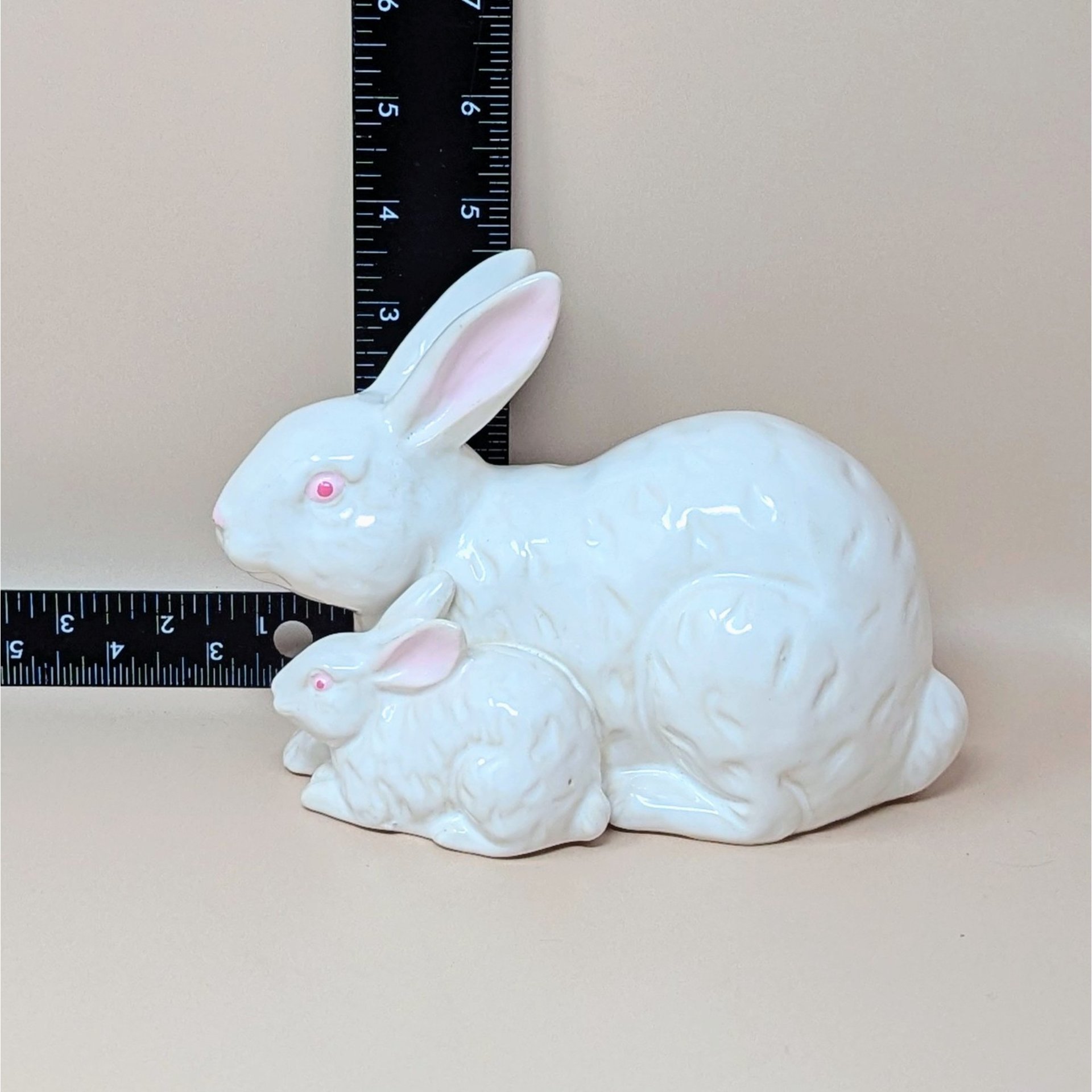 1960s Rosenthal Netter Ceramic Mother and Baby Bunny Figurine