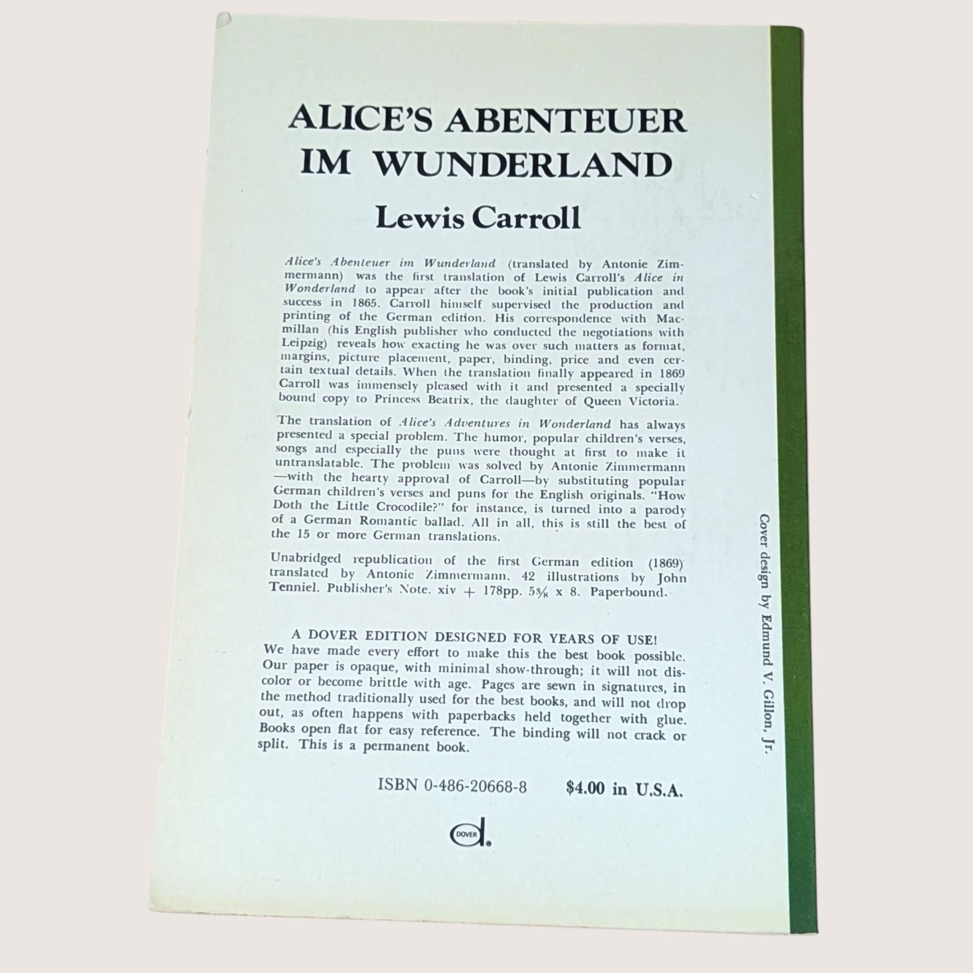 1974 Alices Abenteuer im Wunderland German Edition Lewis Carroll Book