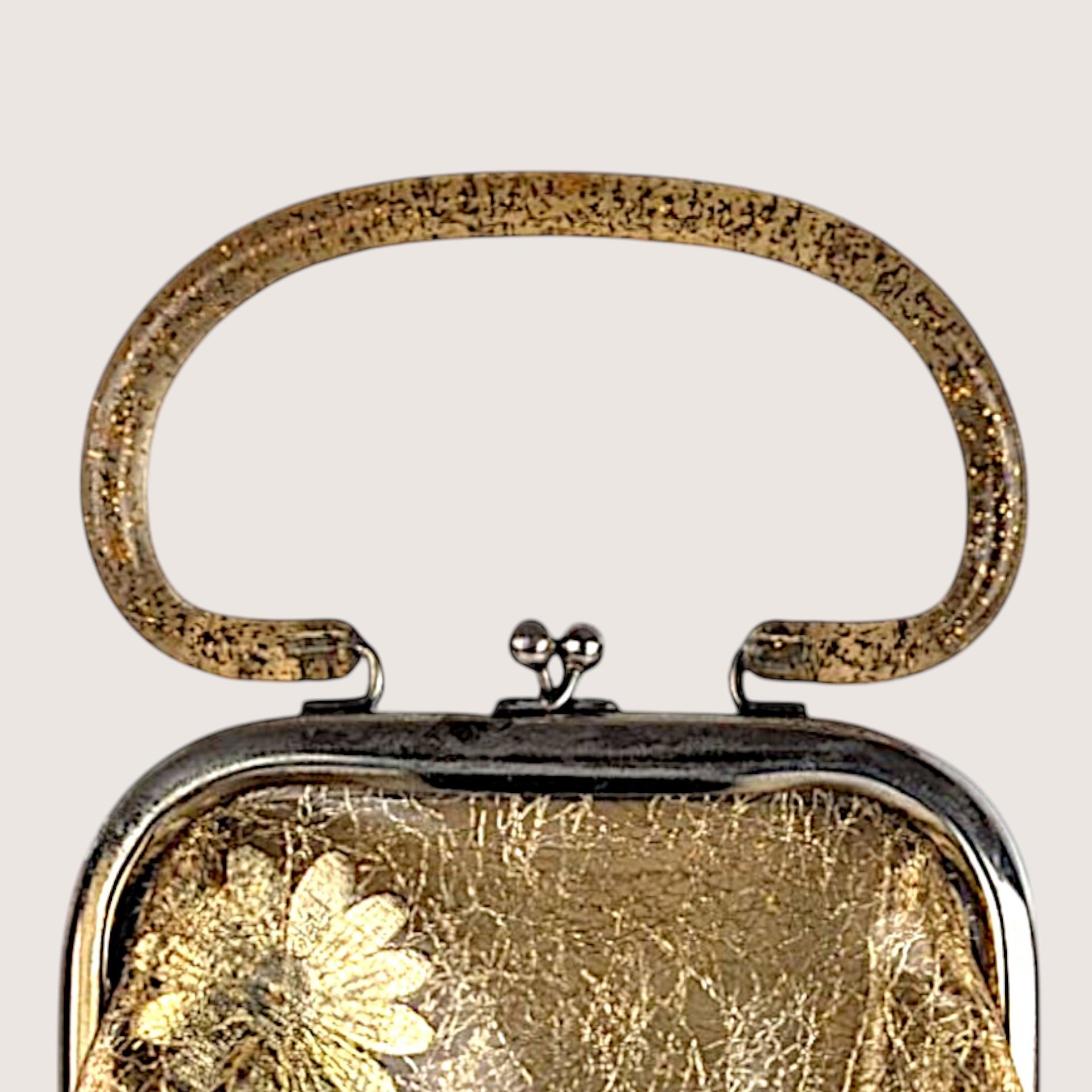 1960s Clear Vinyl Gold Tinsel Glitter Purse