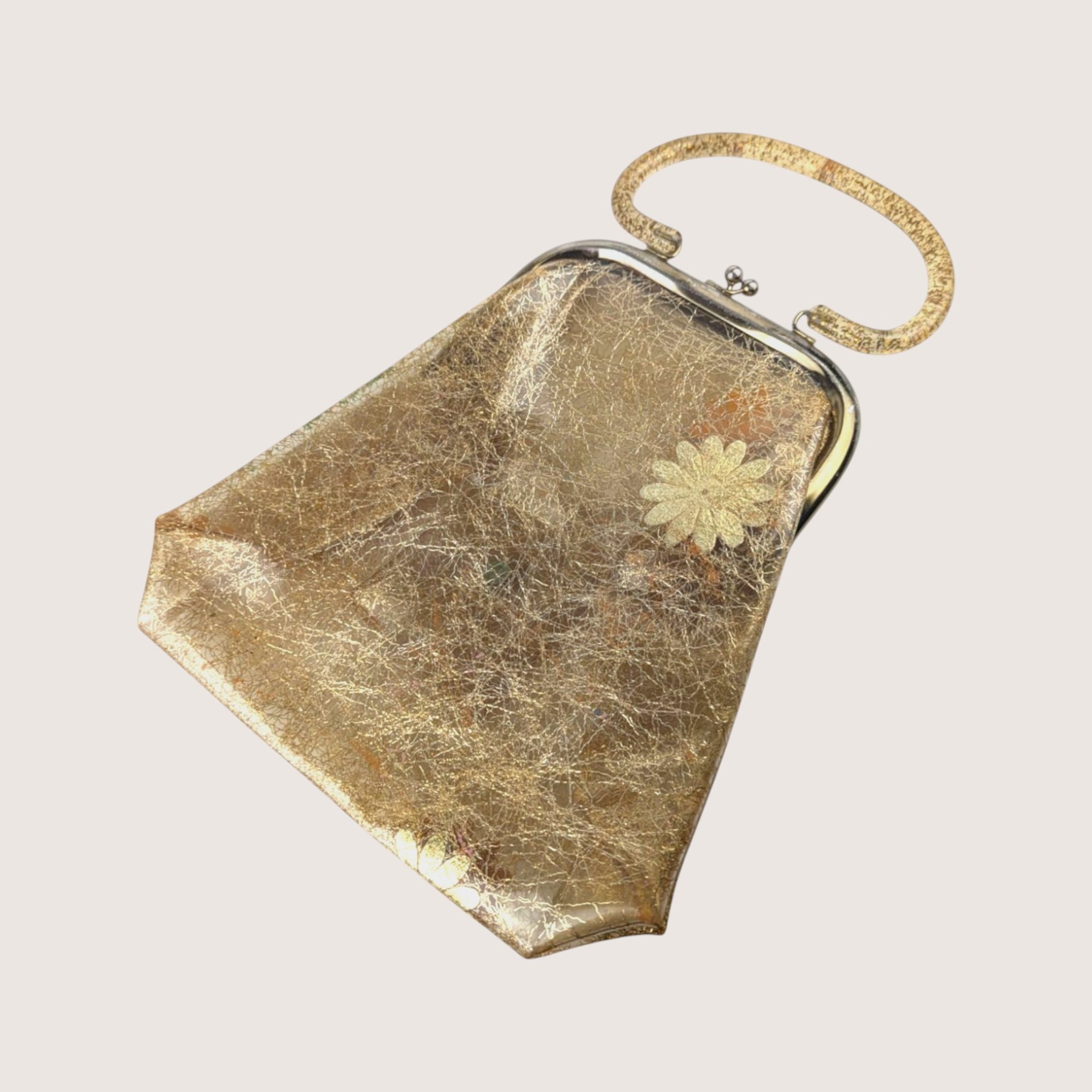 1960s Clear Vinyl Gold Tinsel Glitter Purse