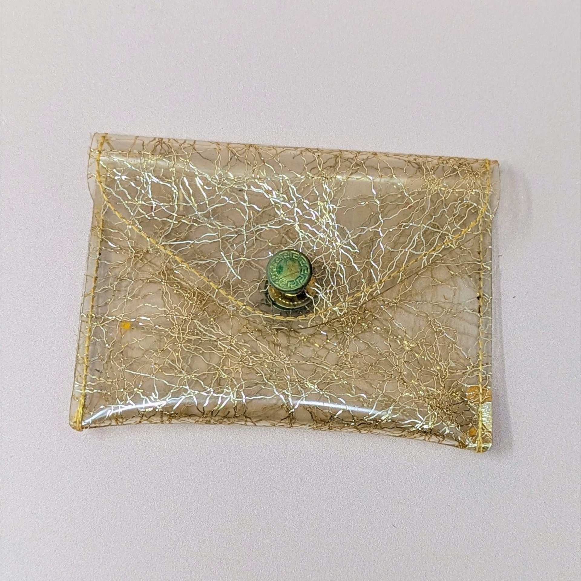 1960s Clear Vinyl Gold Tinsel Glitter Purse