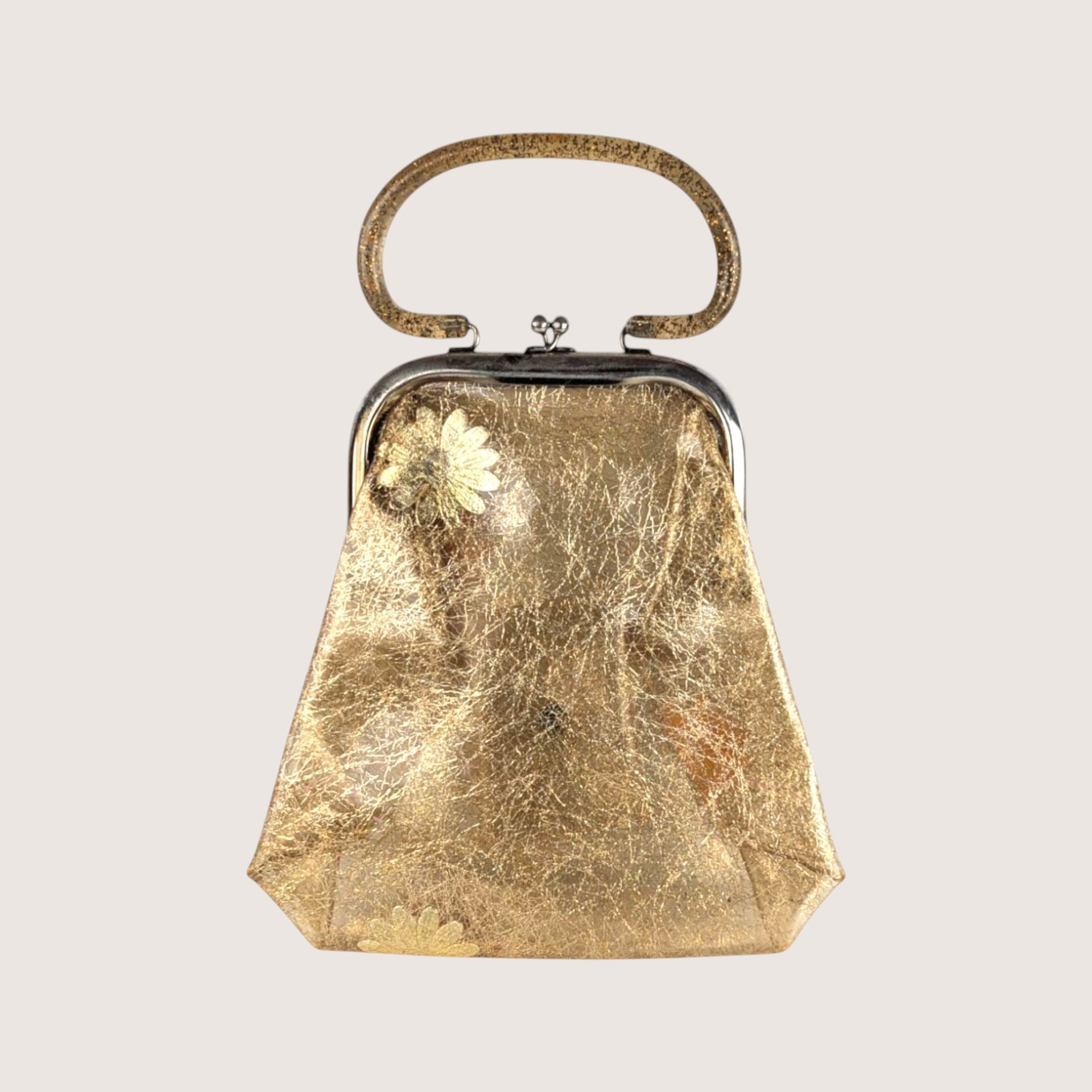 1960s Clear Vinyl Gold Tinsel Glitter Purse