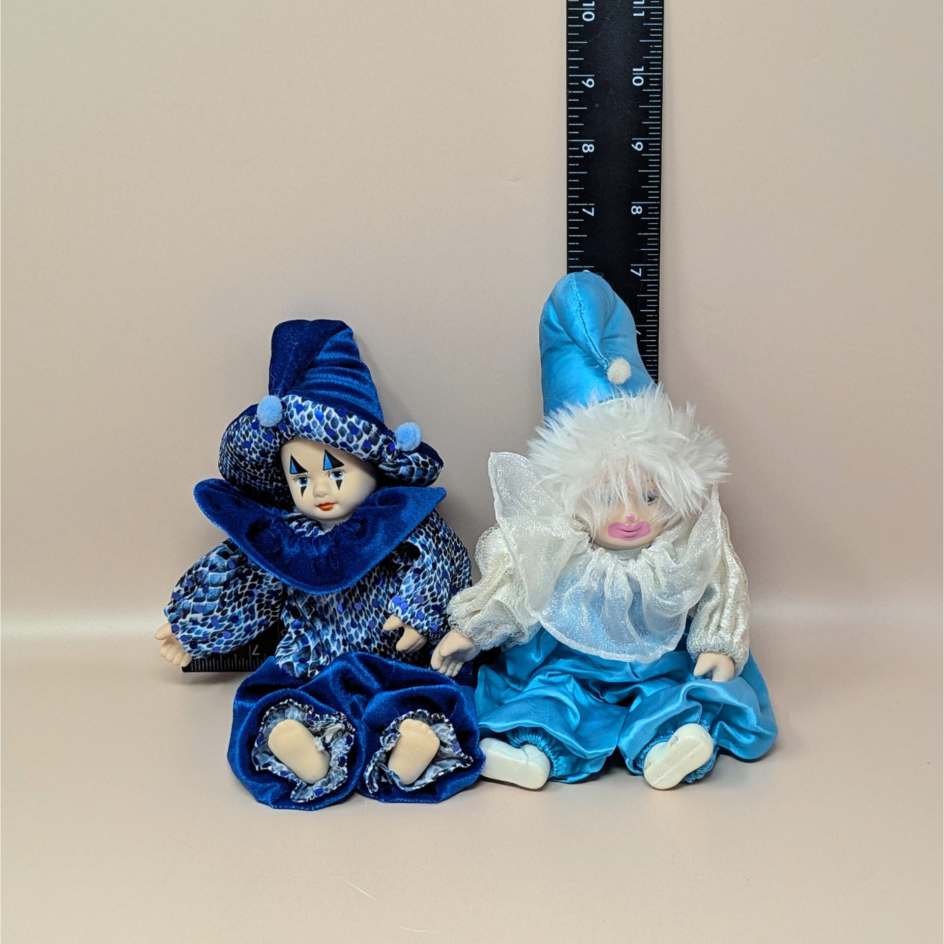 1980s Porcelain Baby Clown Doll Pair