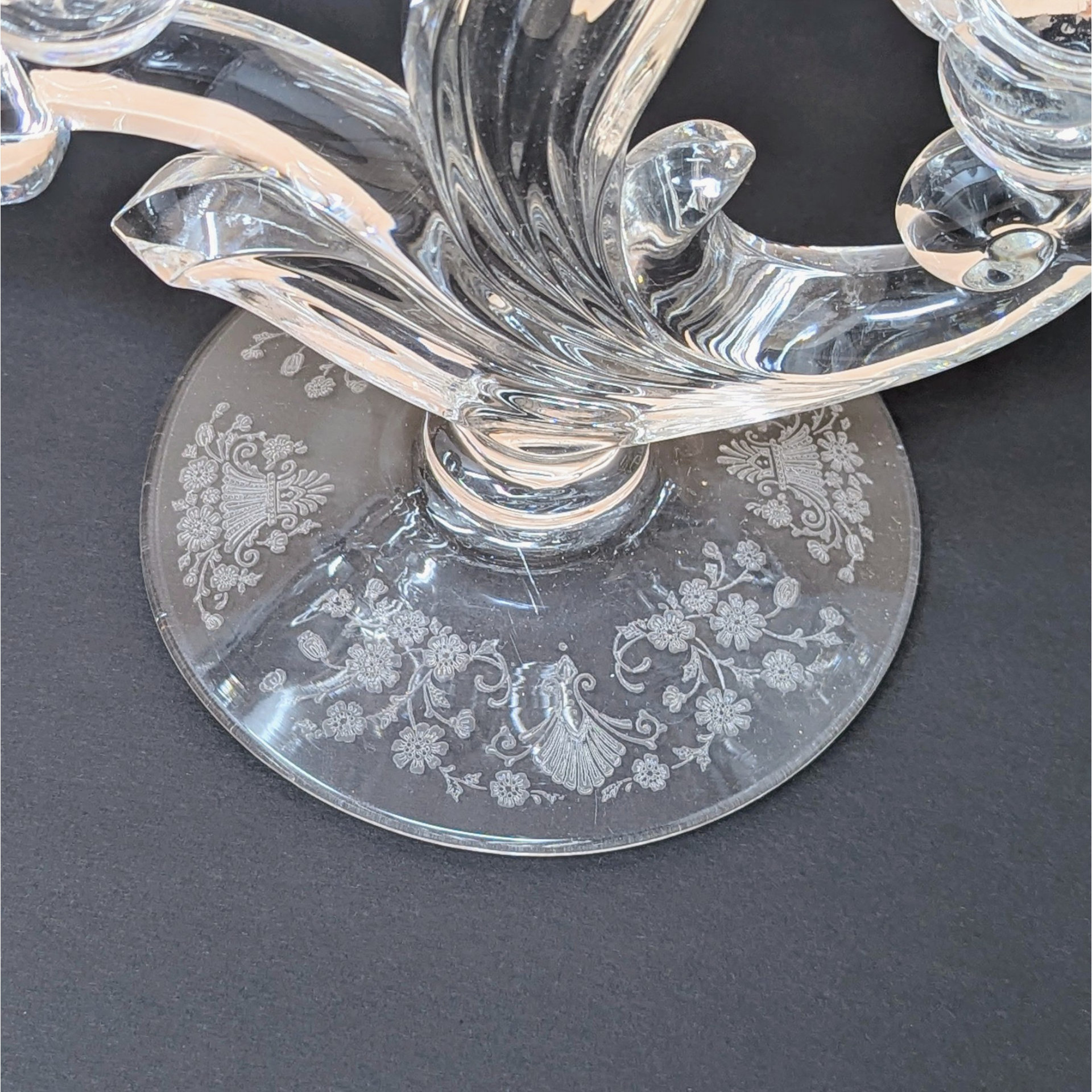 1940s Duncan Miller First Love Double Candlesticks Pair
