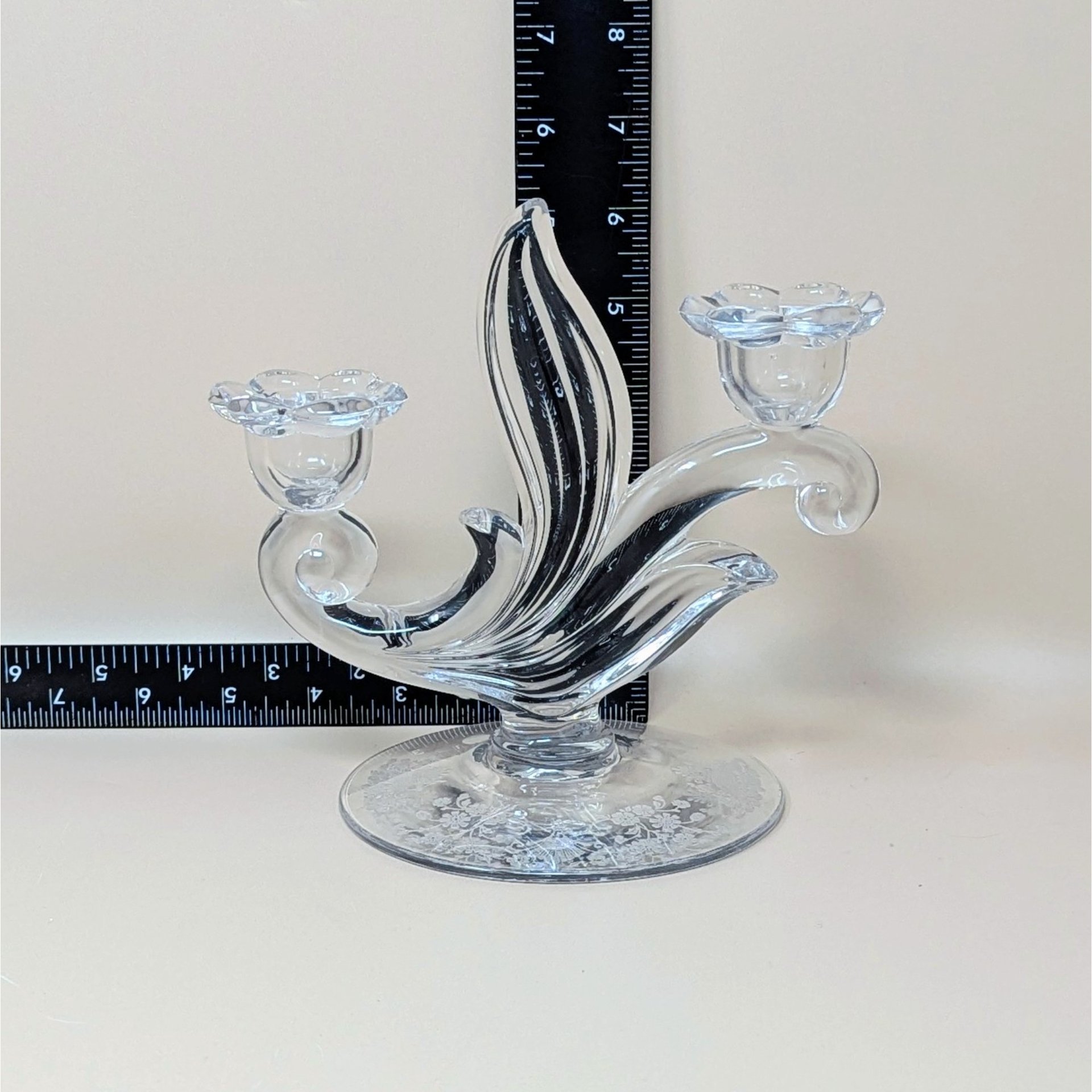 1940s Duncan Miller First Love Double Candlesticks Pair