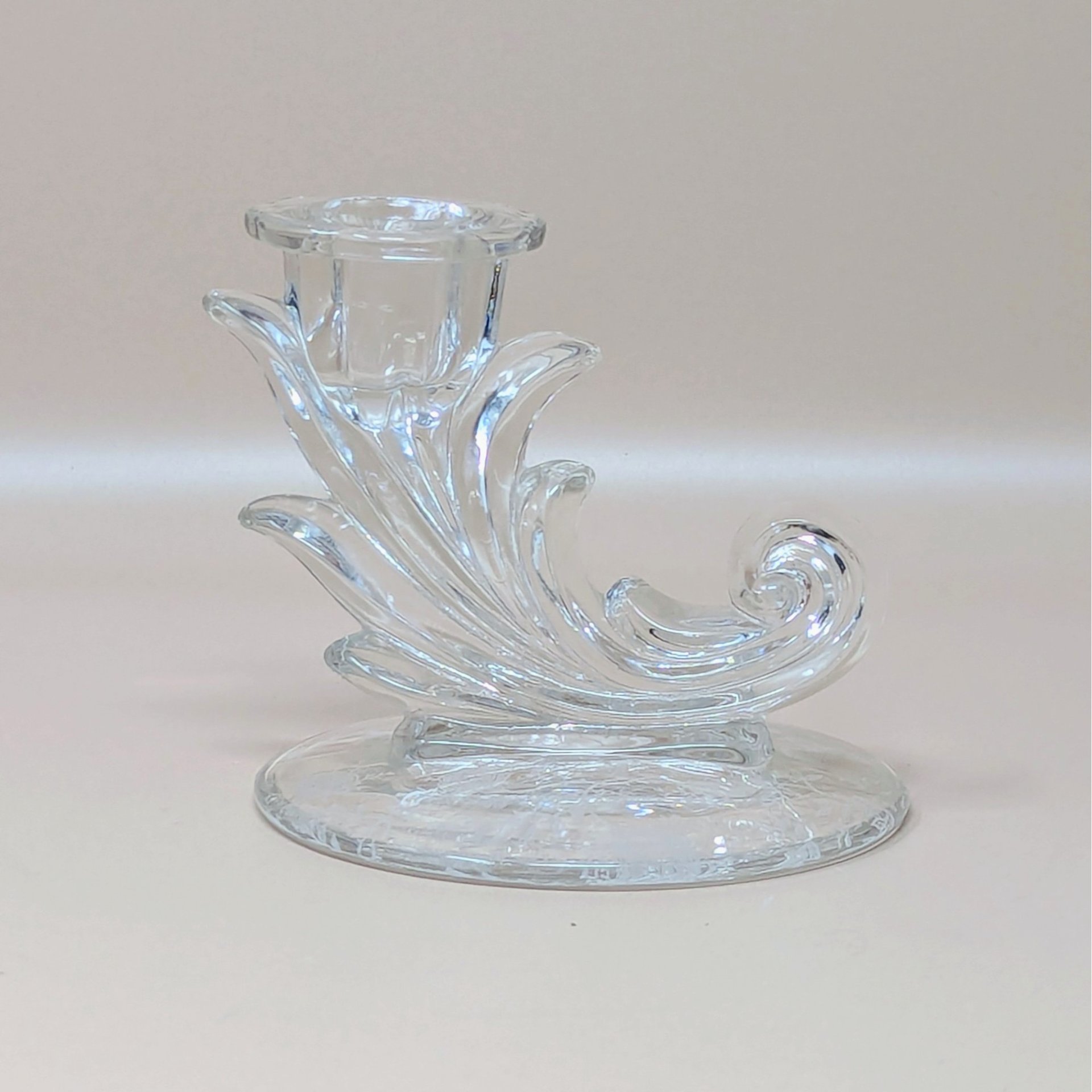1940s Fostoria Navarre Baroque Cornucopia Candlestick Holders Pair
