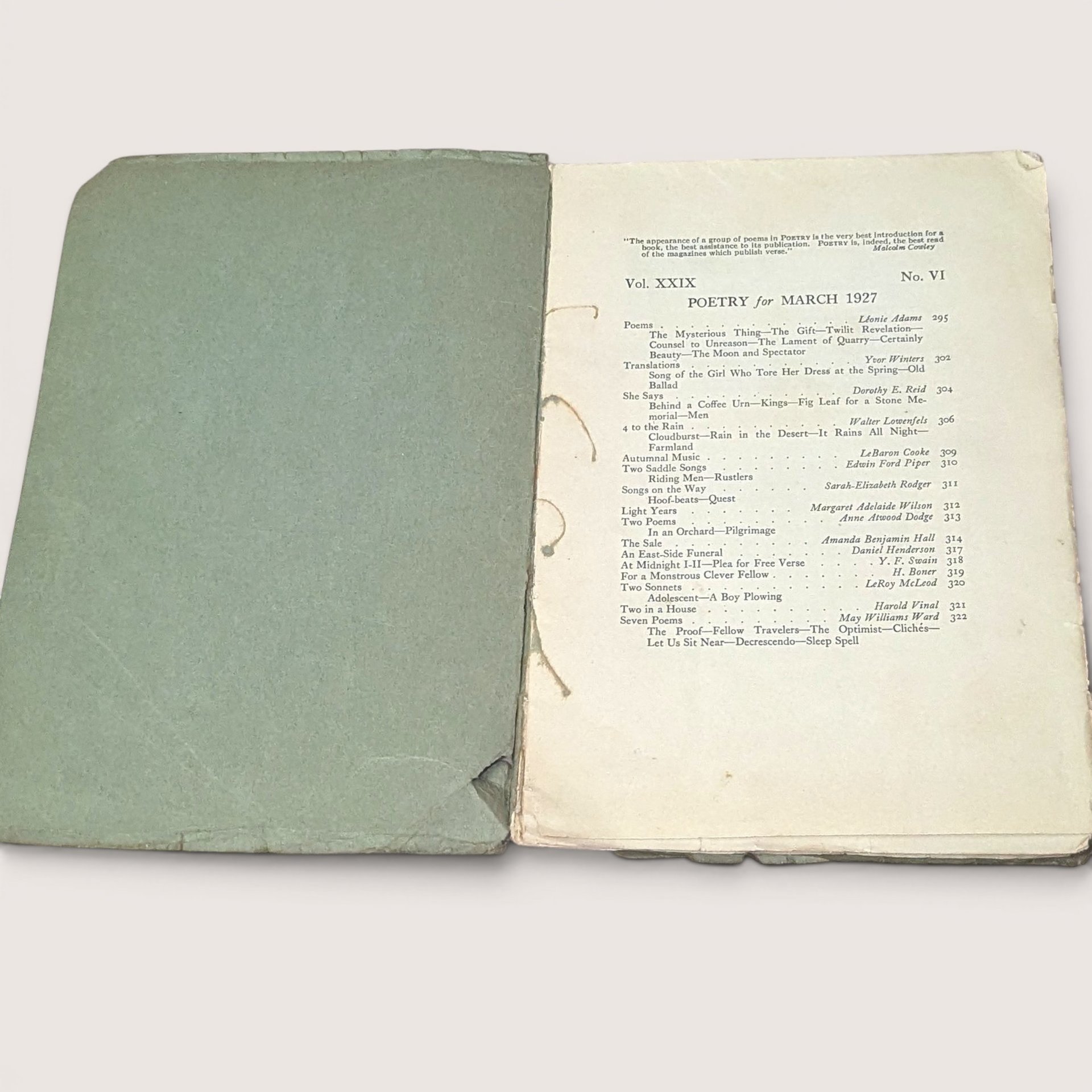 1927 Poetry A Magazine of Verse March Harriet Monroe Softcover