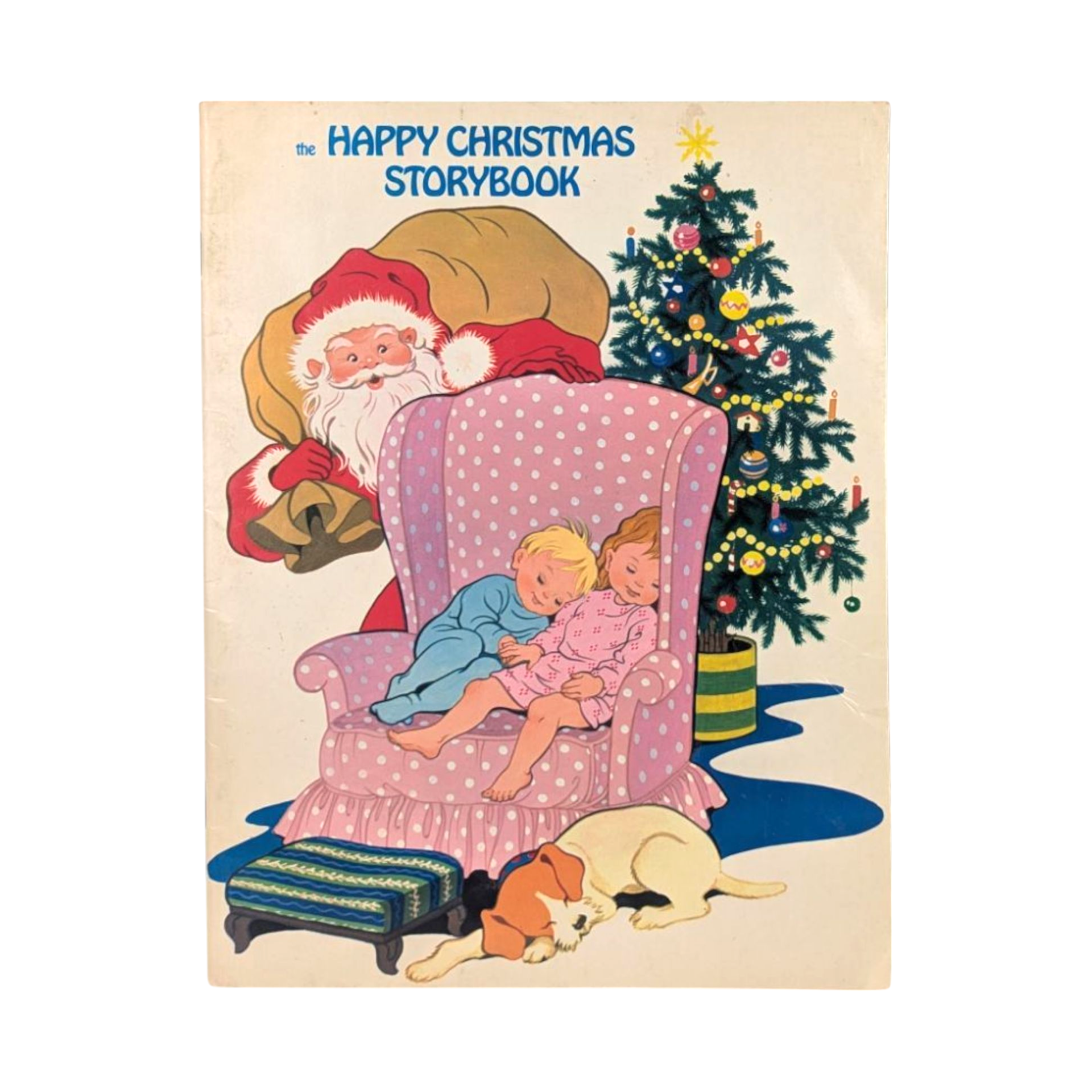 Vintage Happy Christmas Storybook, Softcover Children's Holiday Book, Santa Illustration, Gift for Kids