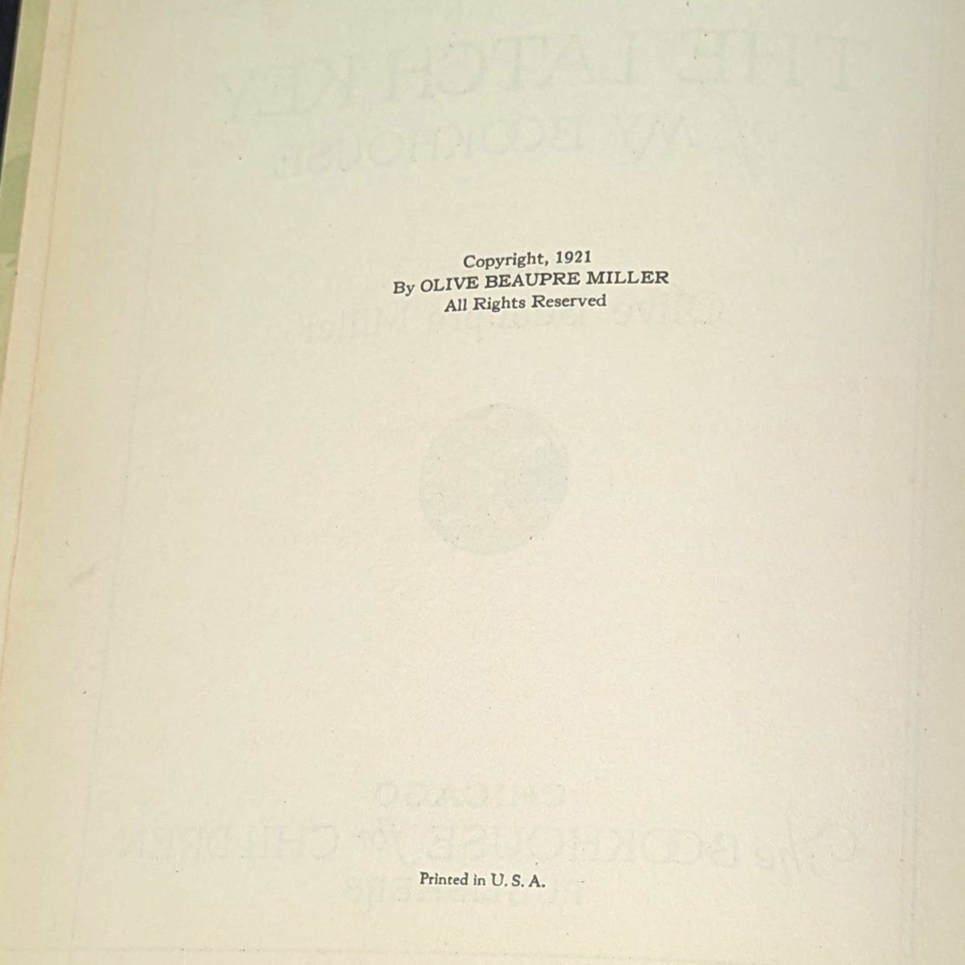 1921 The Latch Key of My Bookhouse Olive Beaupre Miller Hardcover
