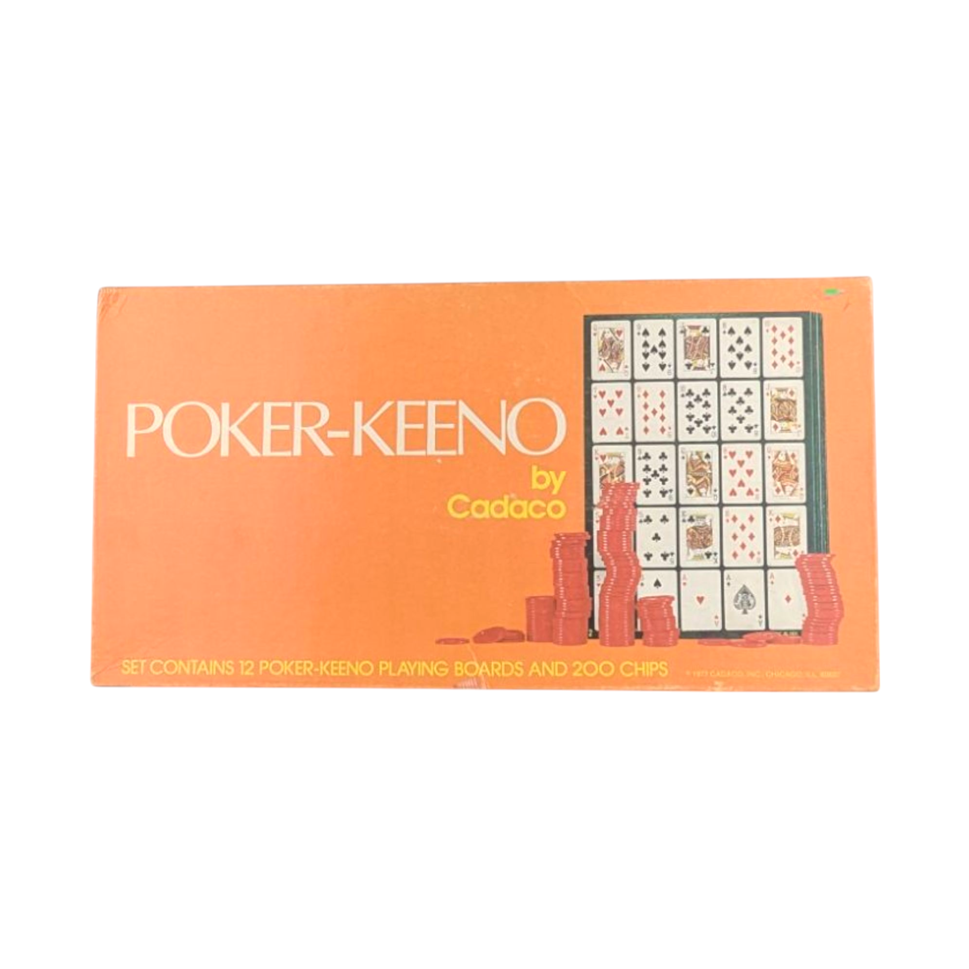 Vintage 1977 Cadaco Poker-Keeno Game, Complete Set with 12 Boards, Cards & Chips, 70s Group Party Game
