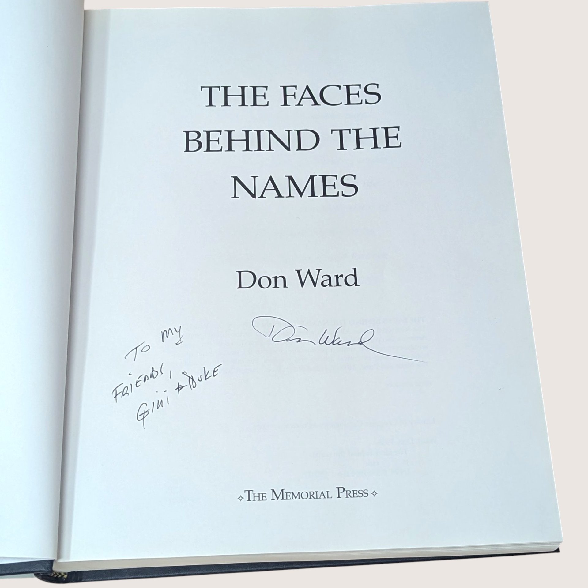1996 The Faces Behind the Names The Vietnam War Don Ward Signed Hardcover