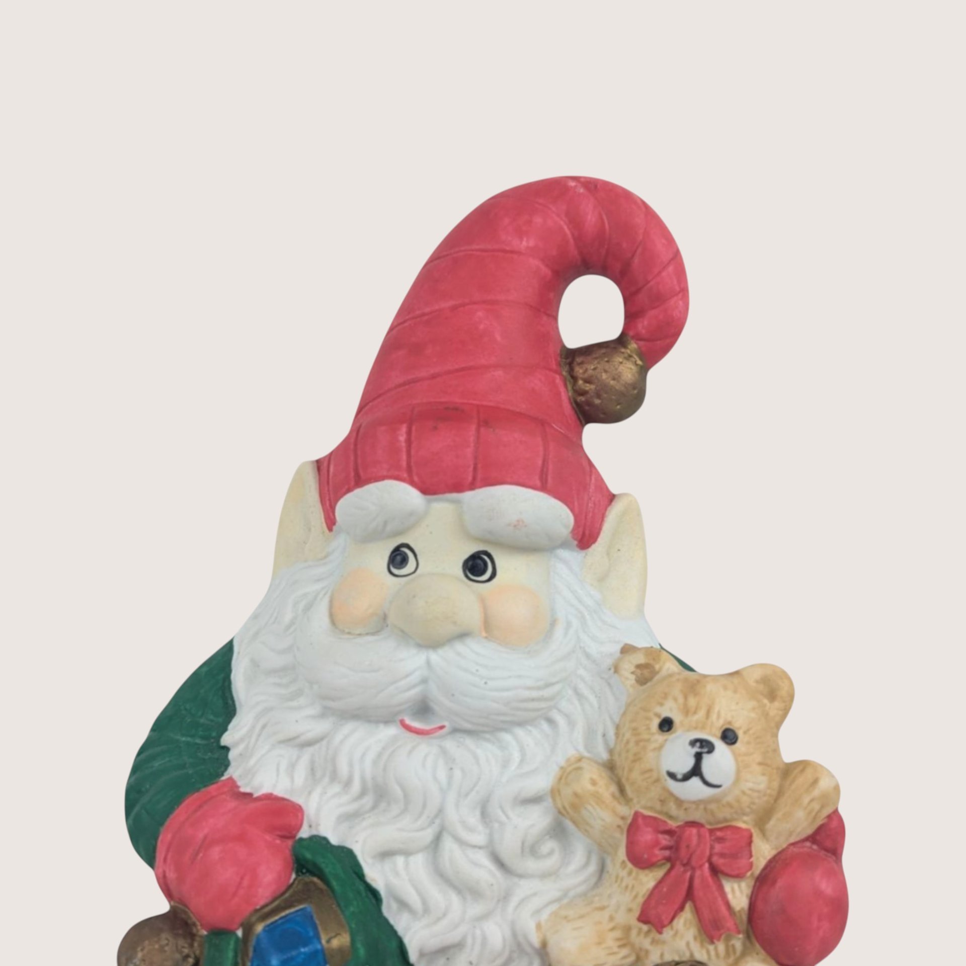 Vintage Ceramic Santa Elf Music Box