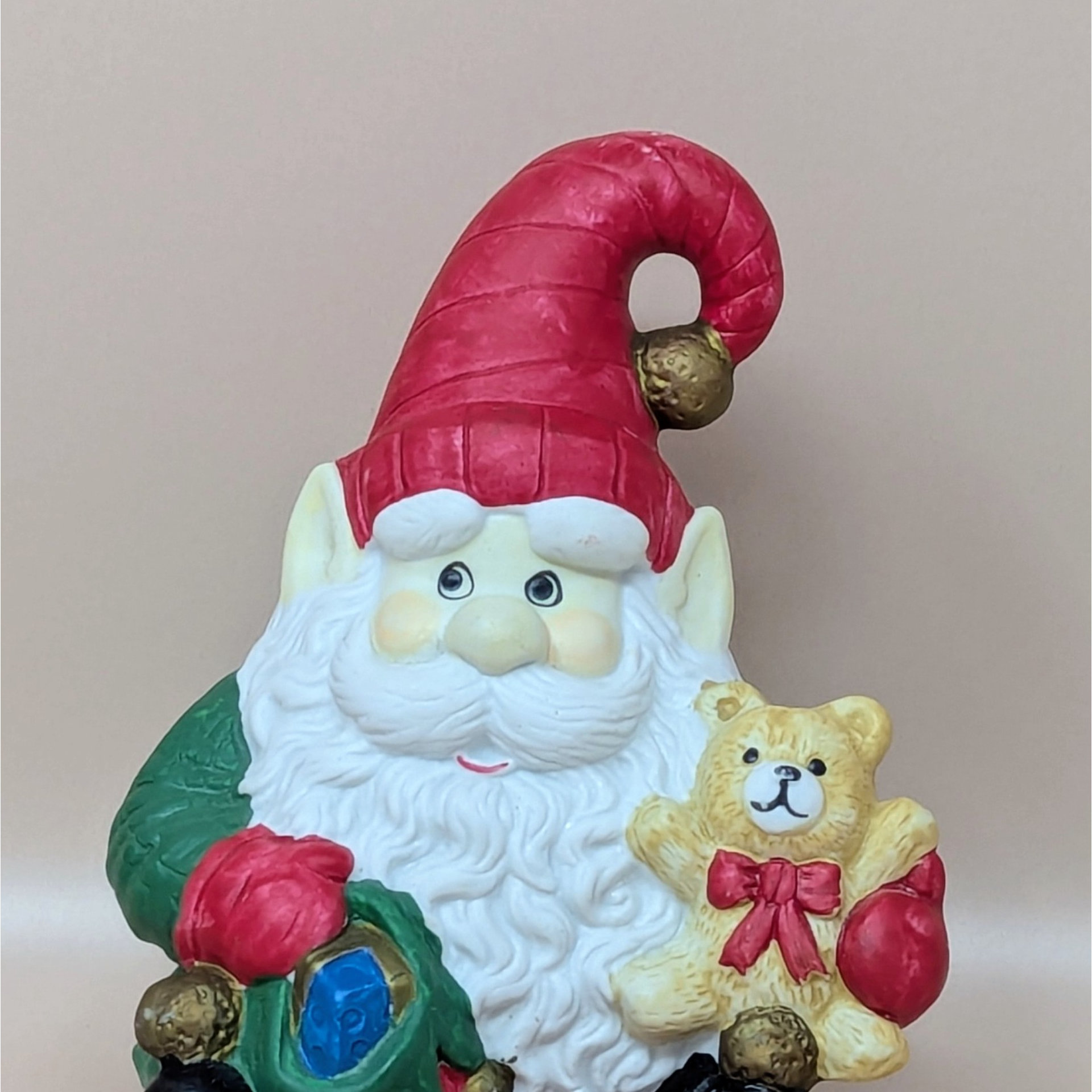 Vintage Ceramic Santa Elf Music Box