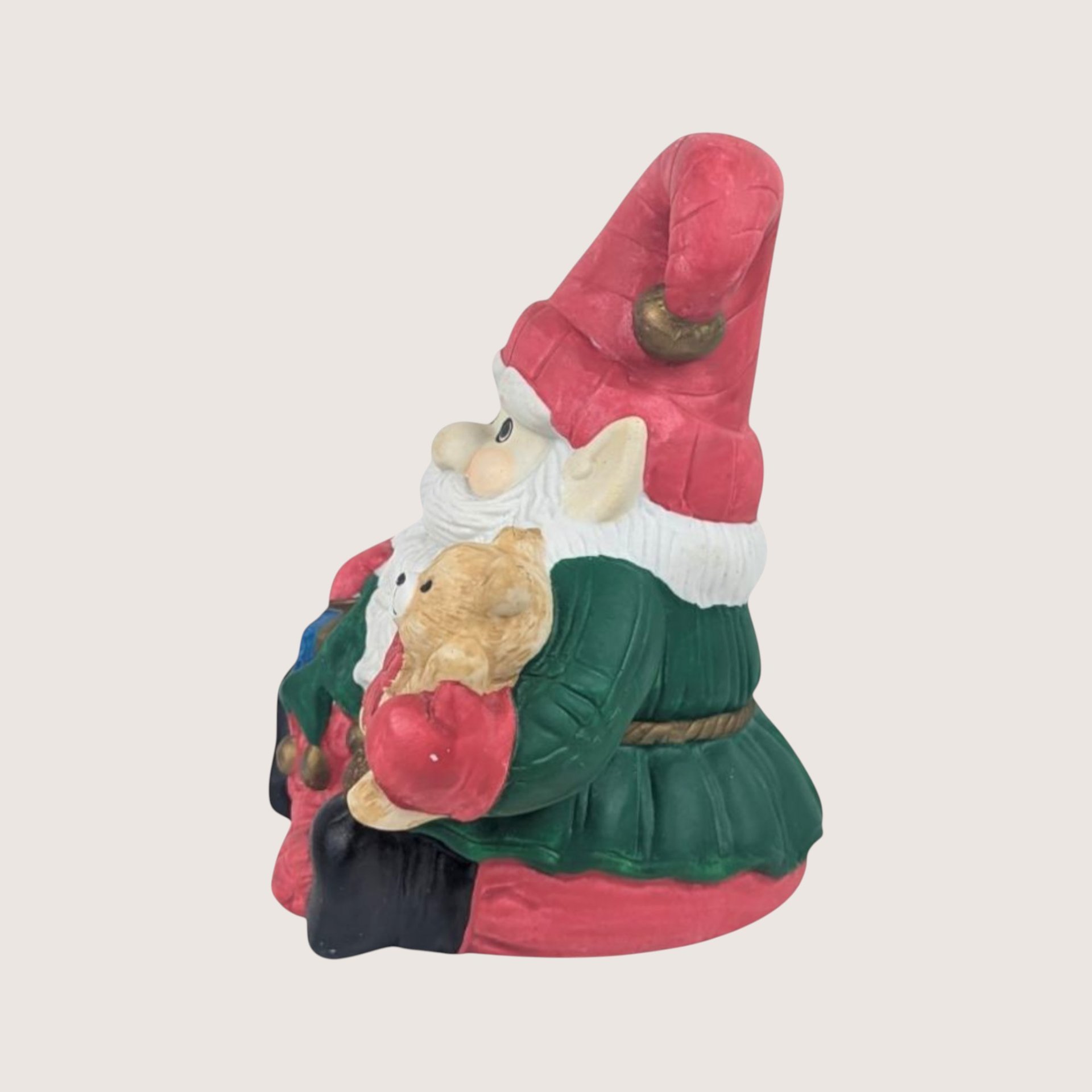 Vintage Ceramic Santa Elf Music Box