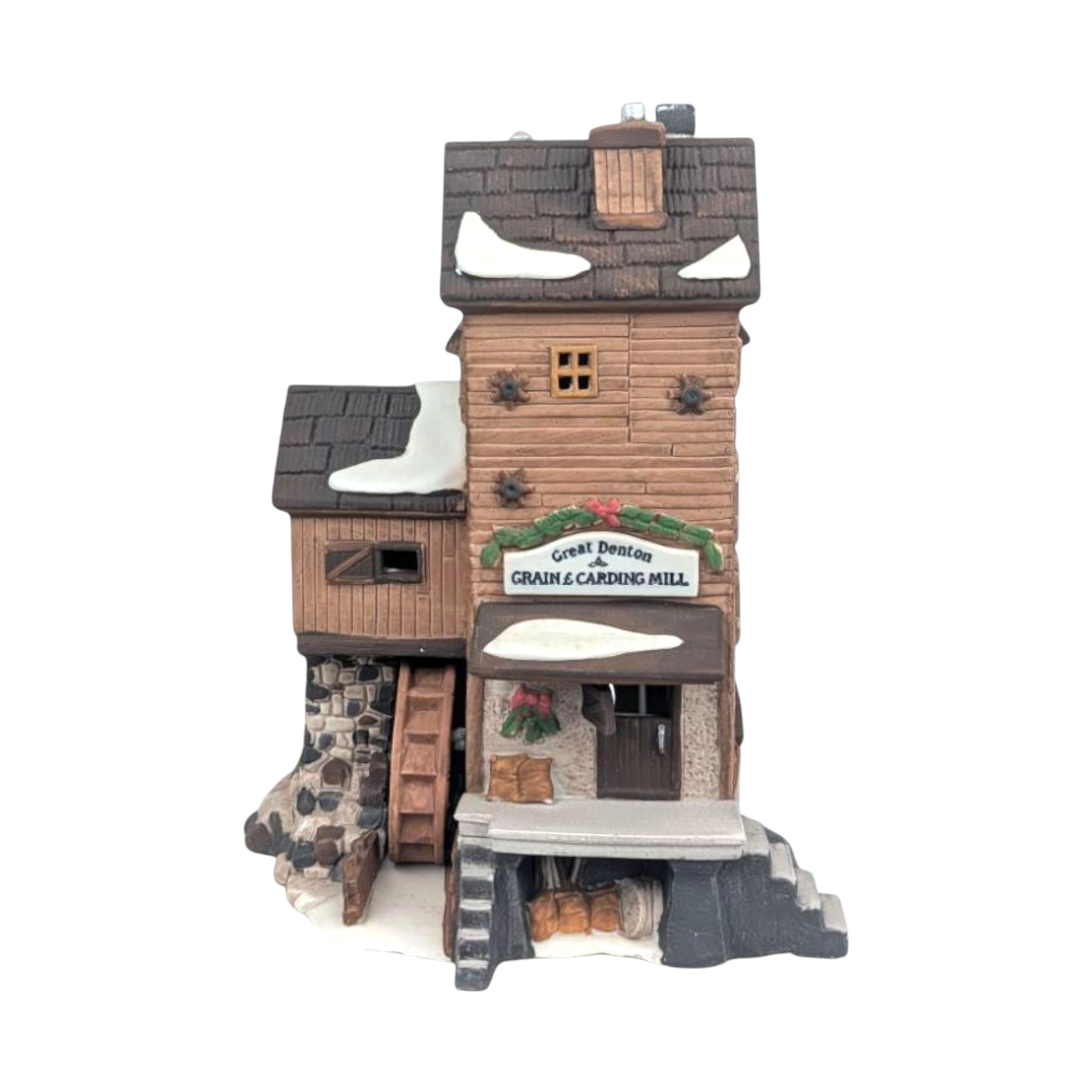 Dept 56 Great Denton Mill, 1995 Dickens Village, Christmas Light Up Building, D56, Grain & Carding Mill
