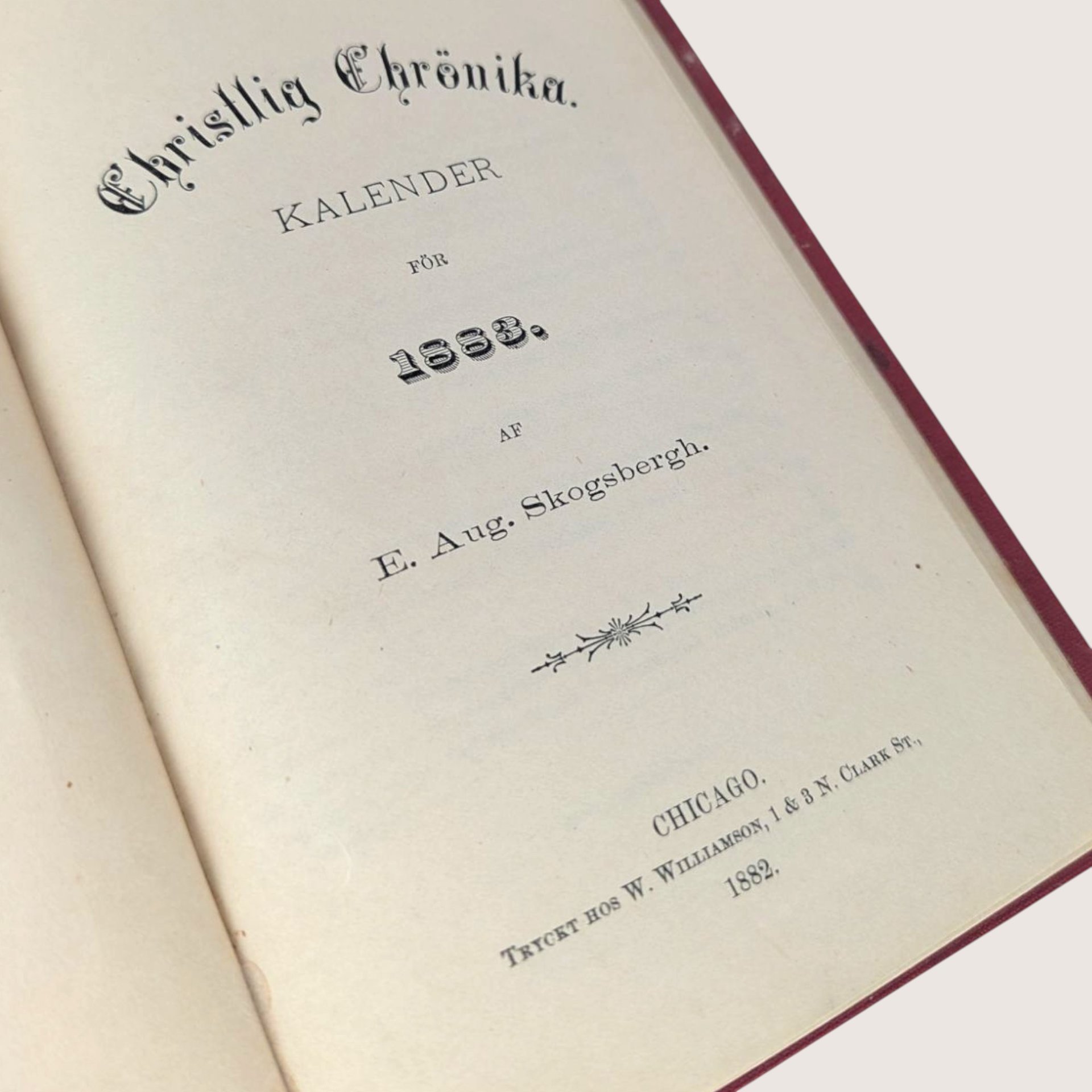 1883 Christlig Chronika Kalender E Aug Skogsbergh Swedish Hardcover Book