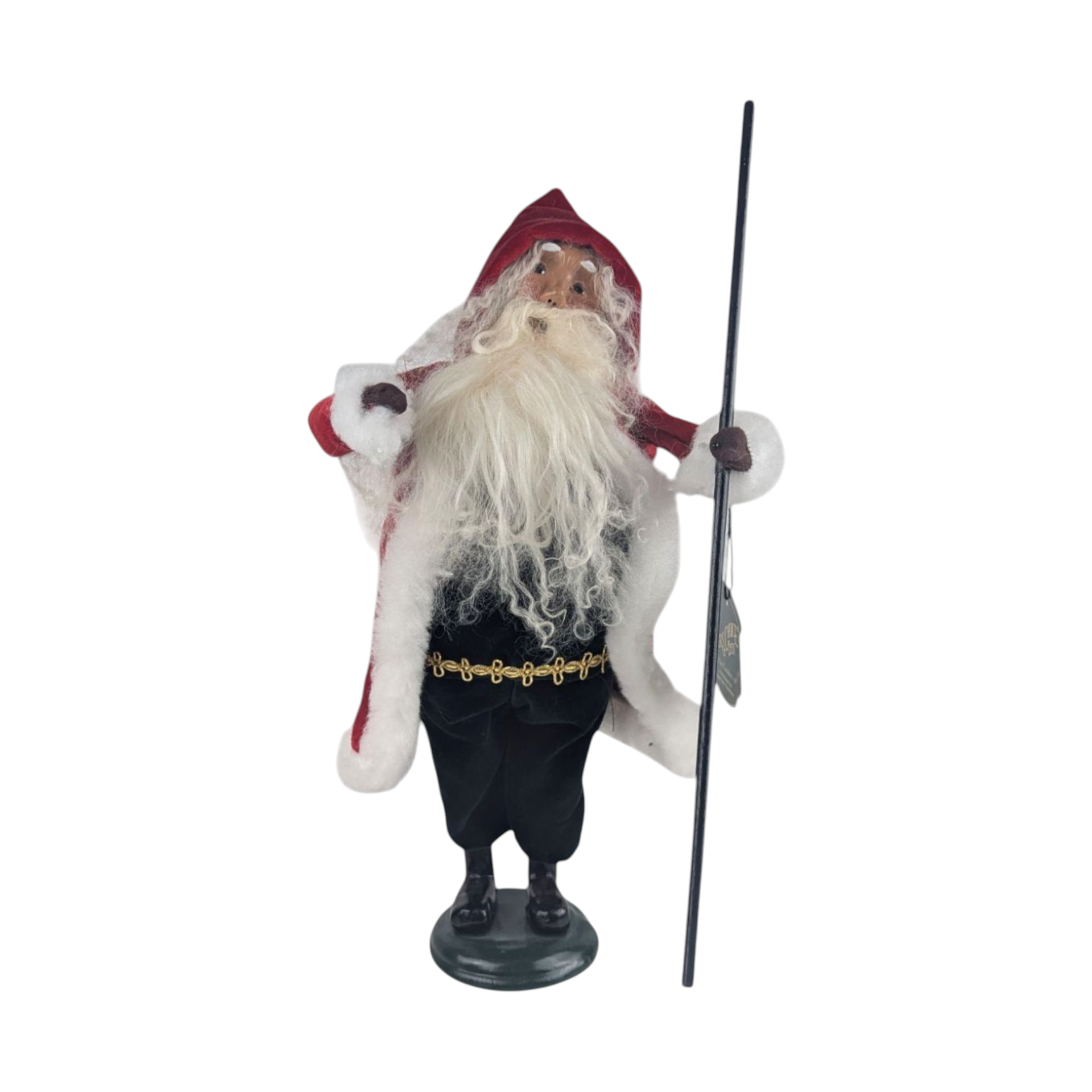 Vintage 1999 Byers' Choice Victorian Santa Figure with Staff, Father Christmas Caroler for Holiday Mantel Decor