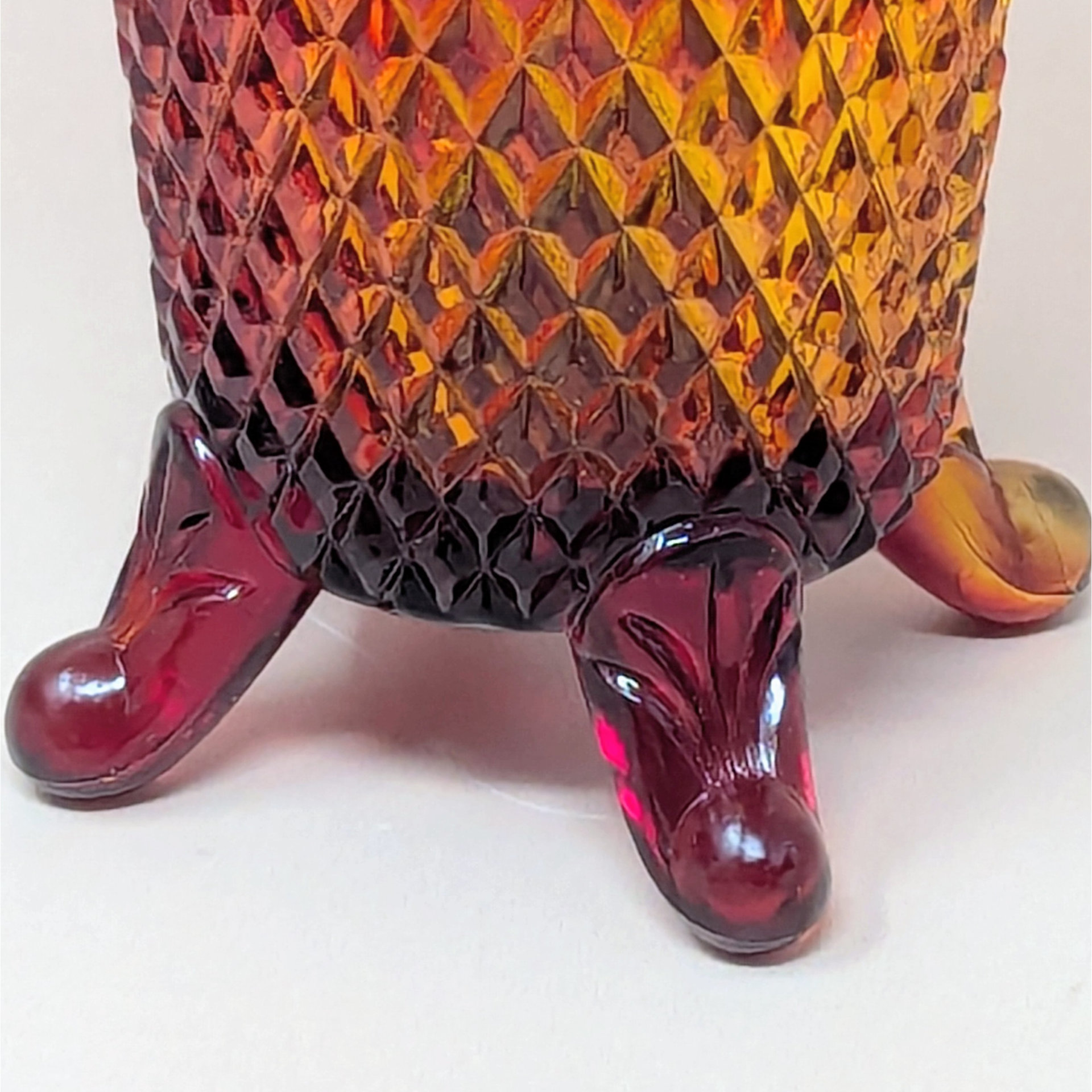 Vintage Imperial Glass Amberina Lace Edge 5 inch Vase