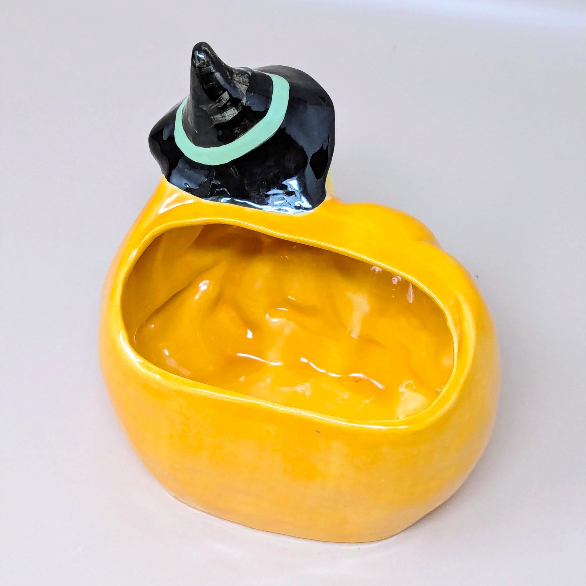 Vintage Halloween Witch Riding Pumpkin Planter
