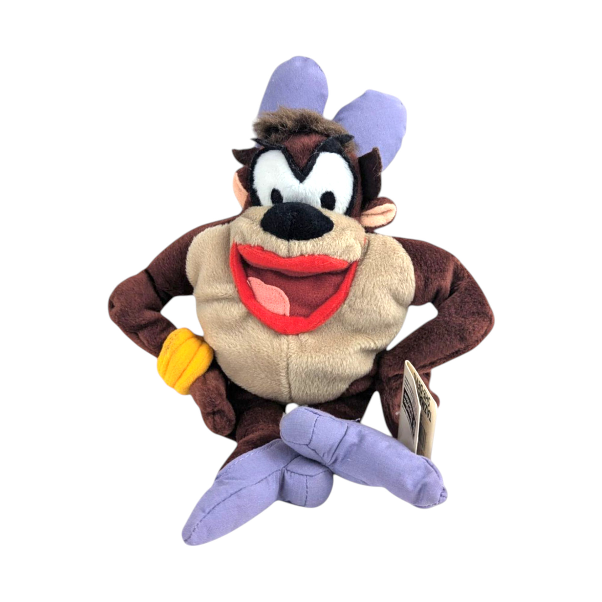 Vintage 1998 Tasmanian She-Devil Plush, Warner Bros Looney Tunes Bean Bag, Collectible 90s Cartoon Character Toy with Tag