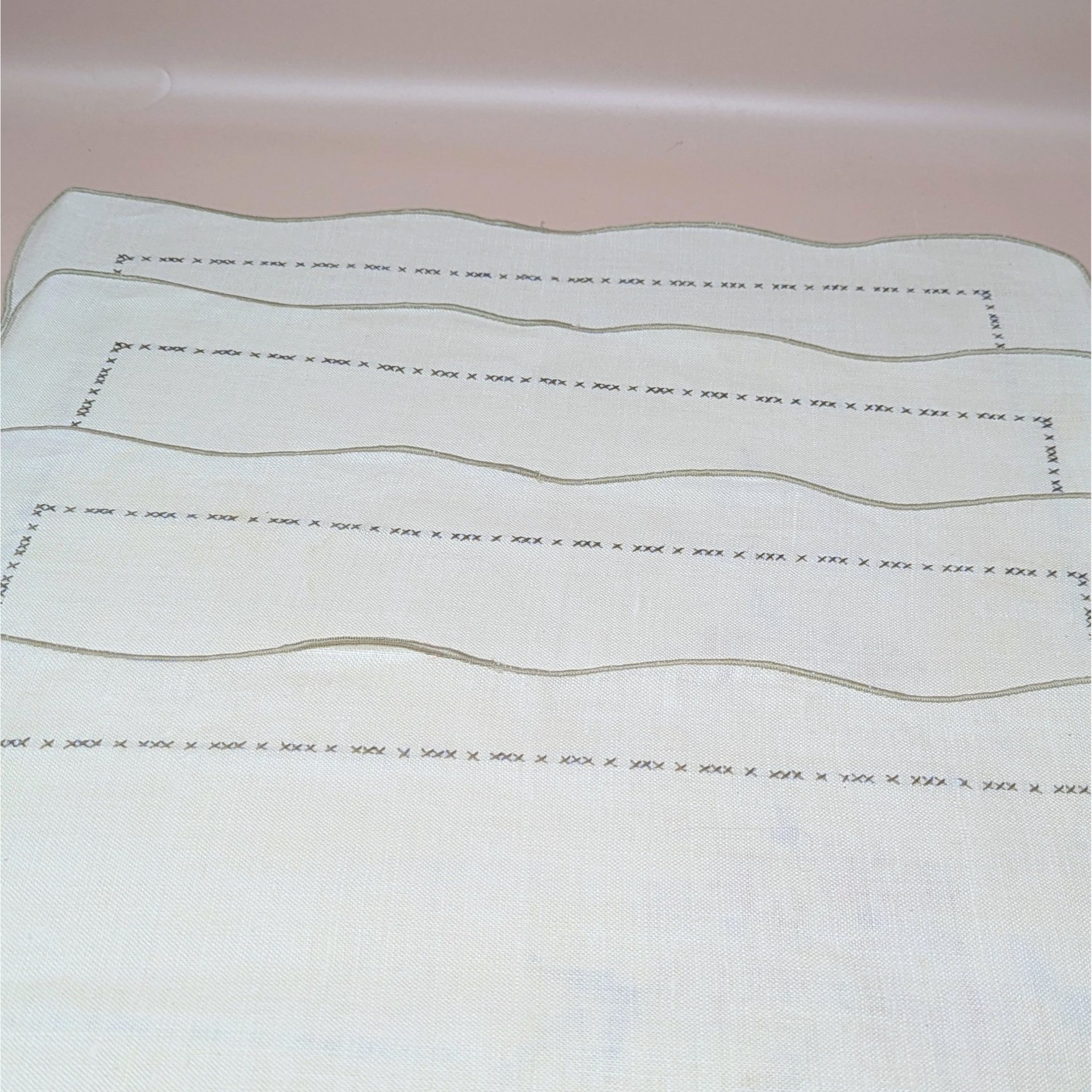 Vintage Bucilla 8 Piece Floral Cross Stitch Table Linen Set