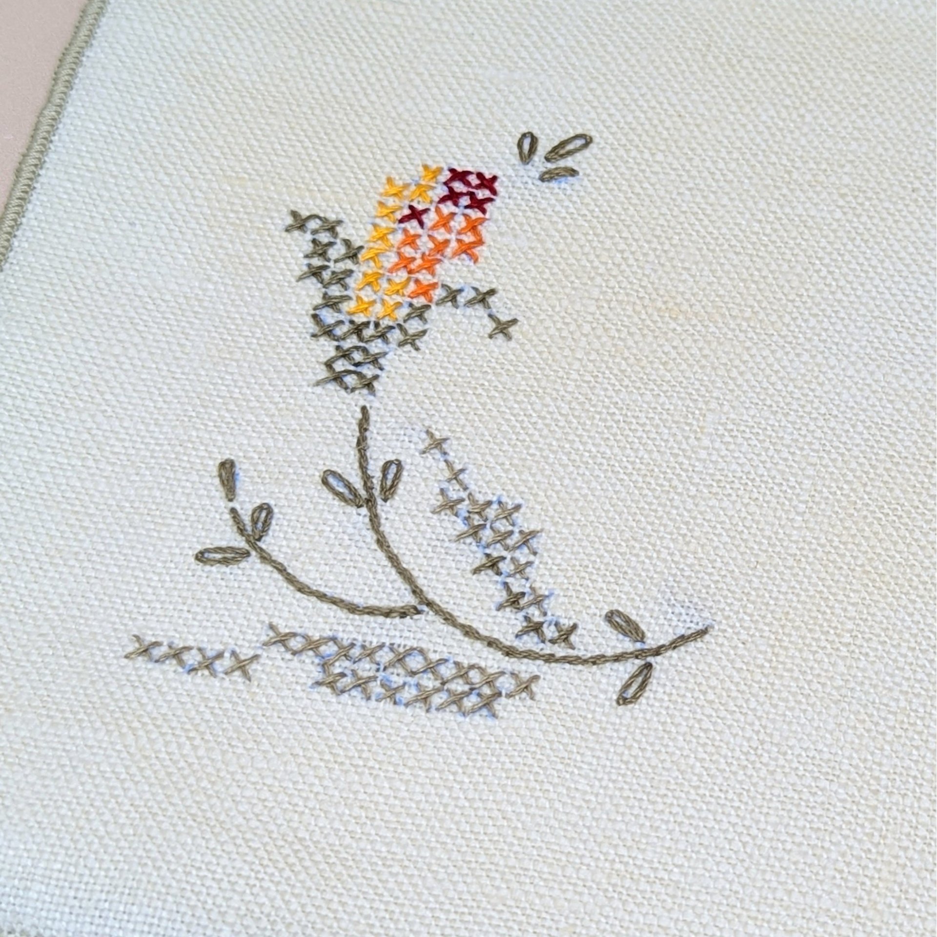 Vintage Bucilla 8 Piece Floral Cross Stitch Table Linen Set