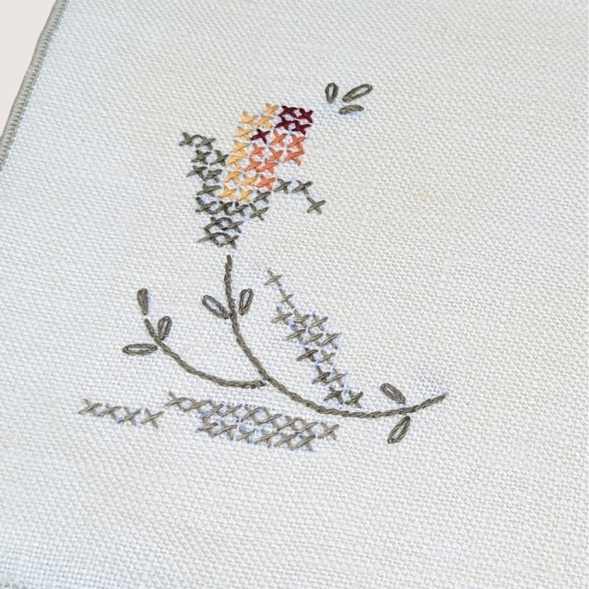 Vintage Bucilla 8 Piece Floral Cross Stitch Table Linen Set