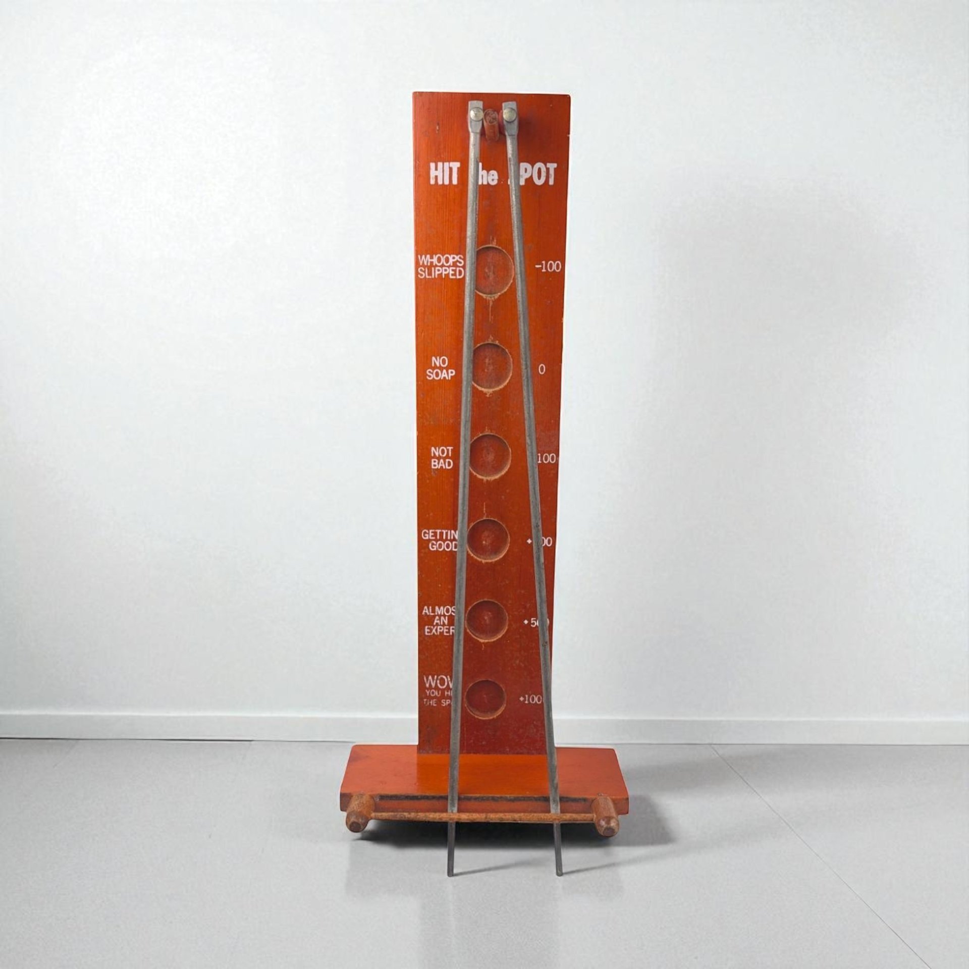 1960s Hit The Pot Wood Dexterity Game, Vintage Bar Game or Man Cave Decor, Mid-Century Skill Toy