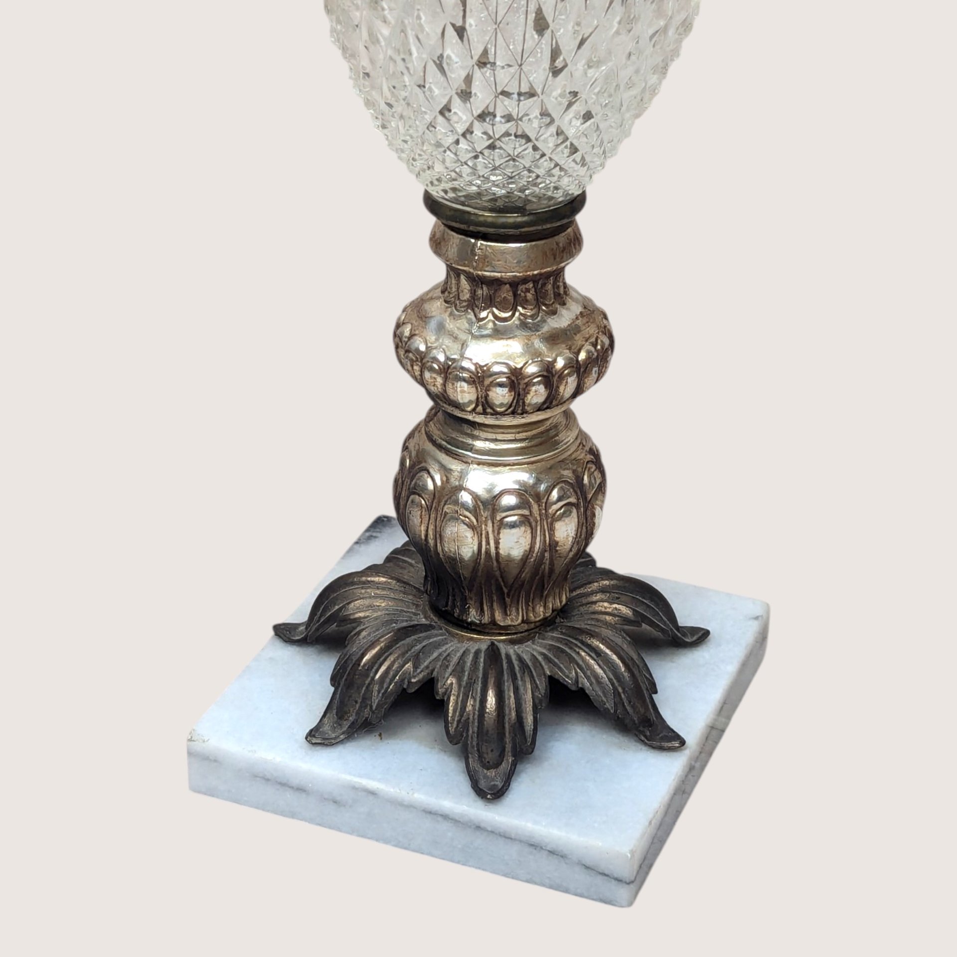 Vintage Mid Century Cut Glass Crystal Prism Table Lamp