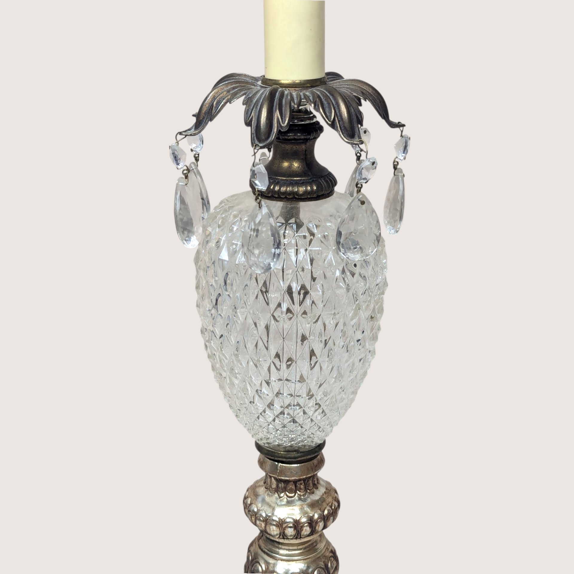Vintage Mid Century Cut Glass Crystal Prism Table Lamp
