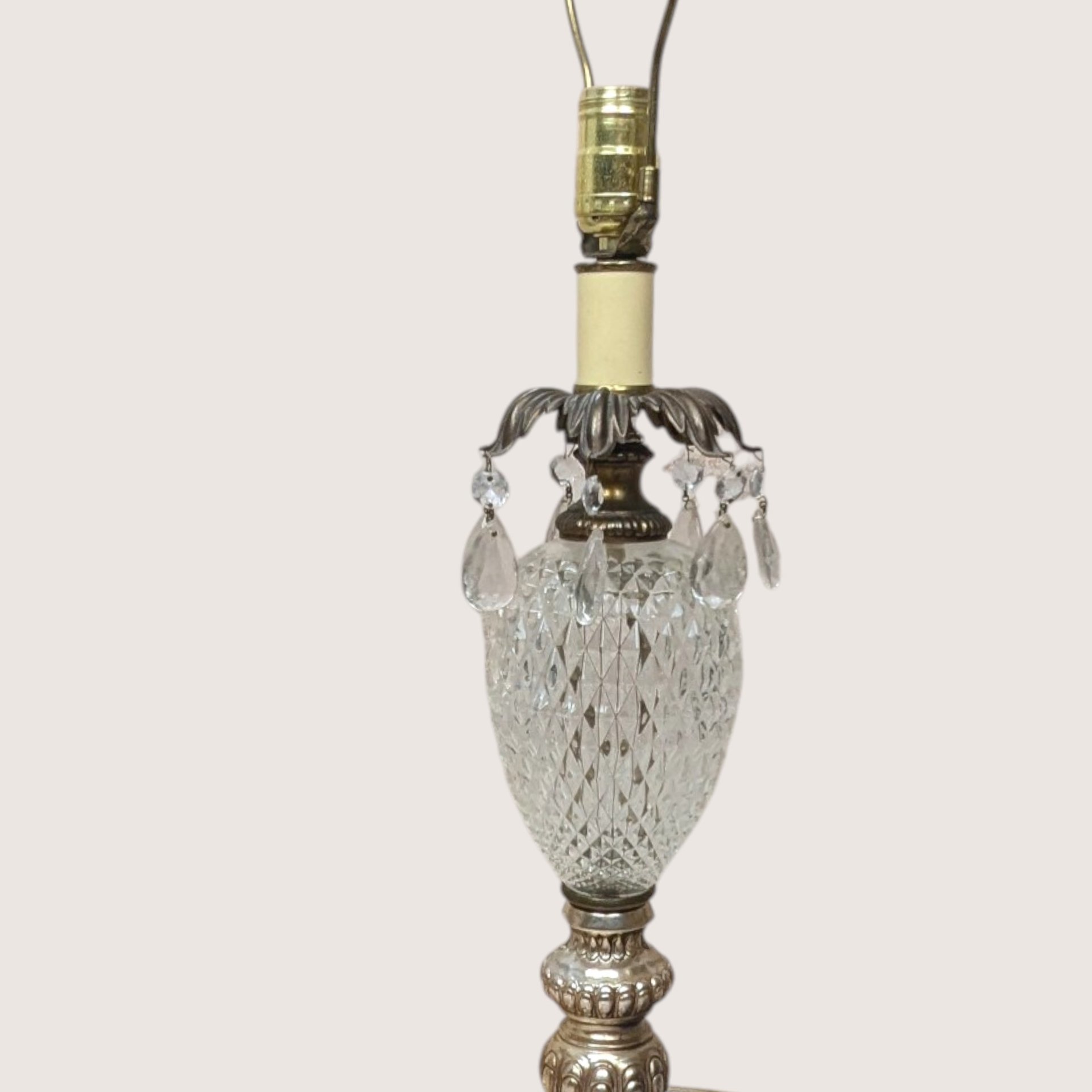 Vintage Mid Century Cut Glass Crystal Prism Table Lamp