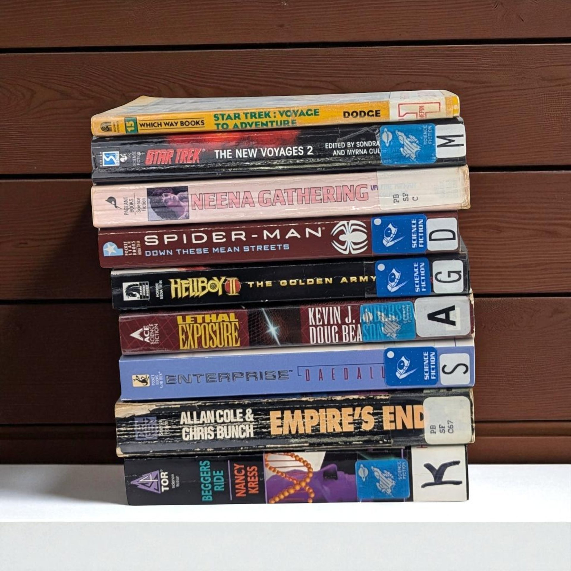 Vintage Sci Fi Fantasy Book Lot, Star Trek, Spider-Man, Hellboy, Ex Library Paperback Collection, 80s 90s Choose Your Own Adventure