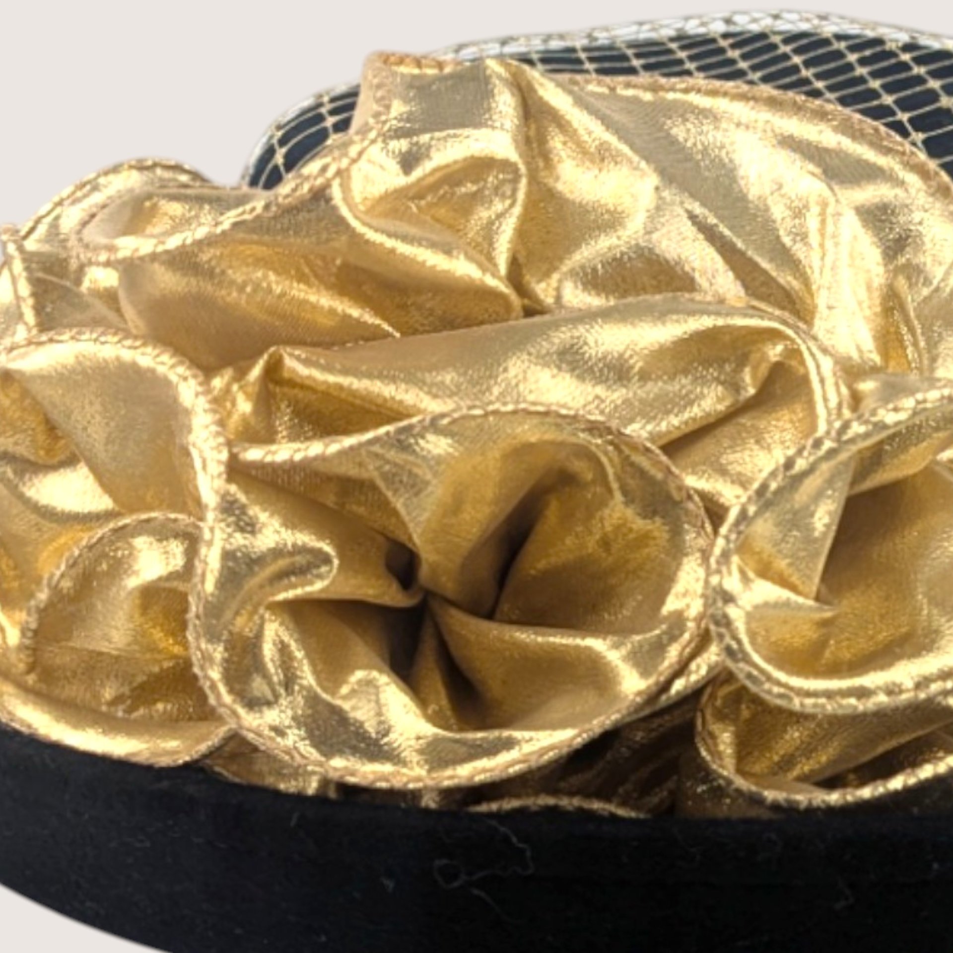 Vintage Sonni San Francisco Black Wool Metallic Gold Cocktail Brim Hat