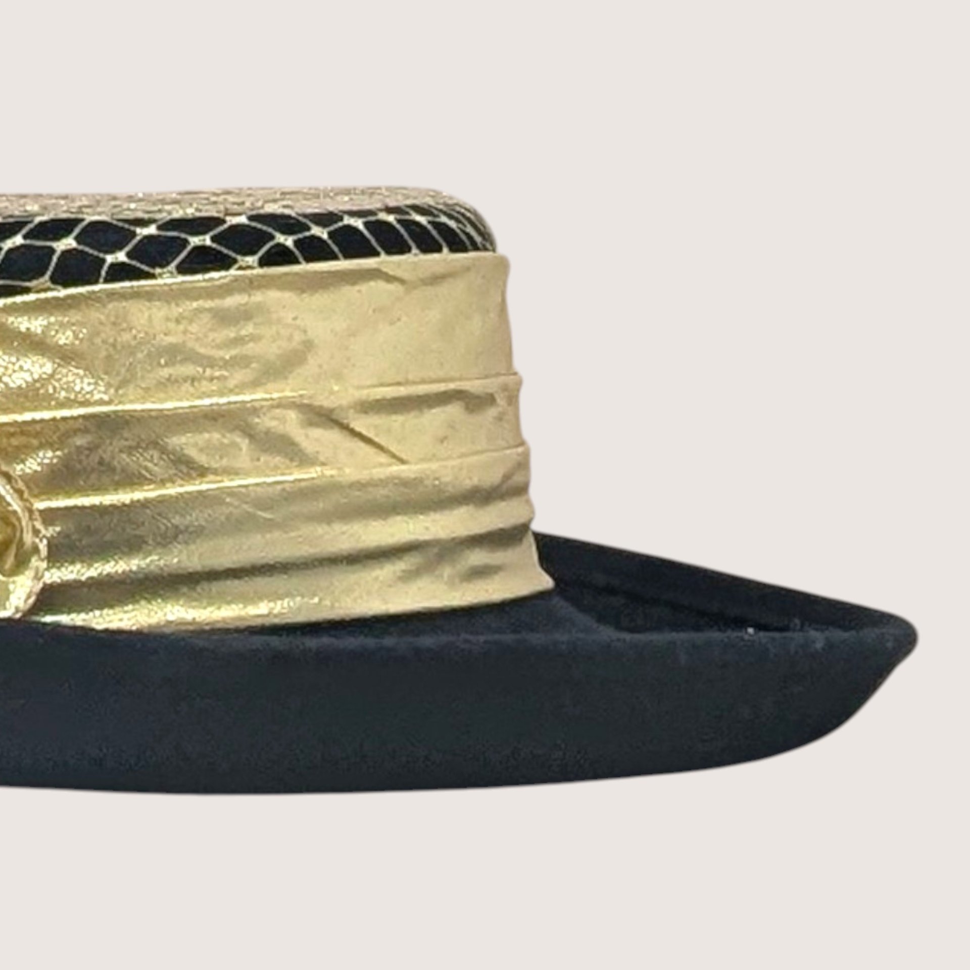 Vintage Sonni San Francisco Black Wool Metallic Gold Cocktail Brim Hat