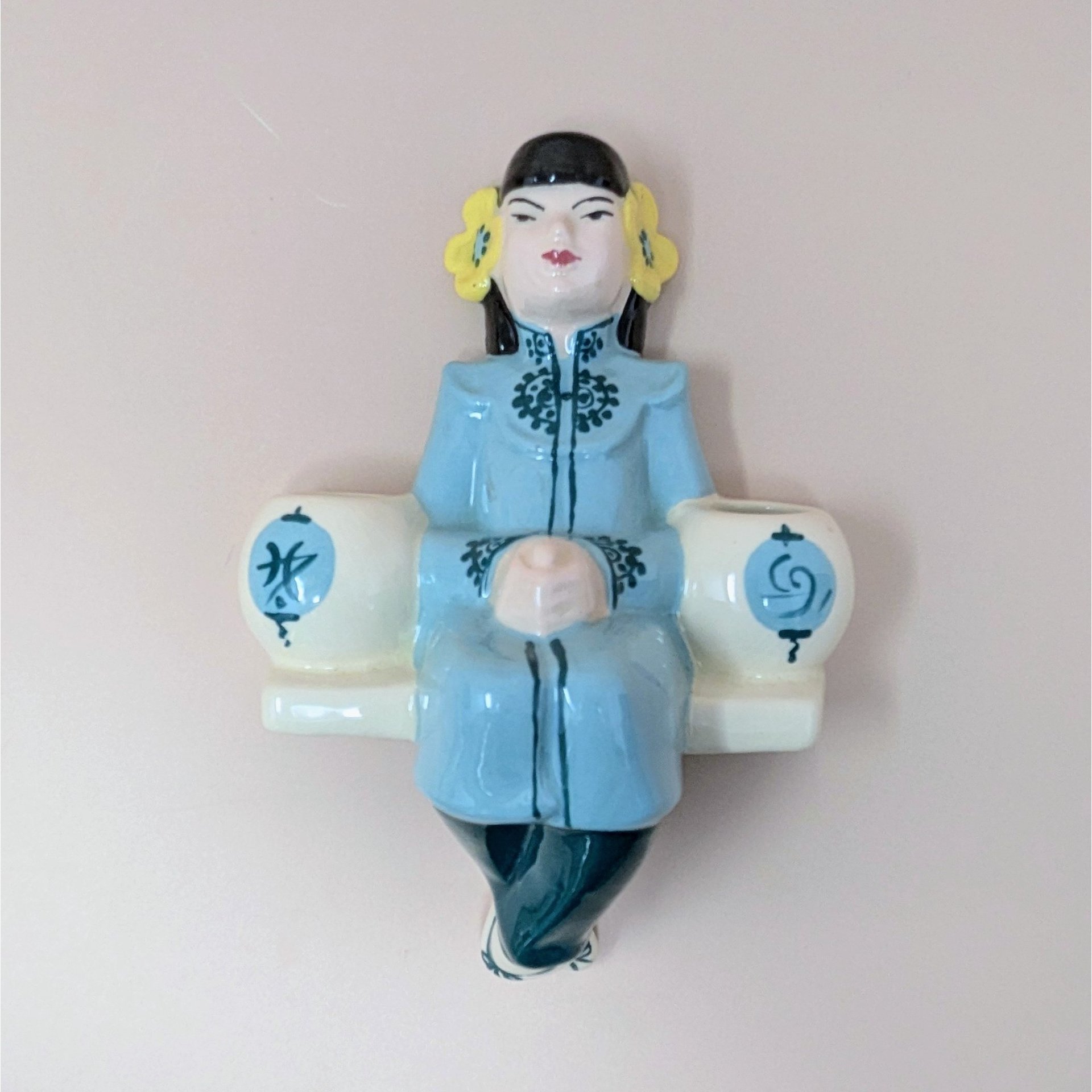 Vintage Weil Ware Ceramic Wall Hanging Candle Holder Pair