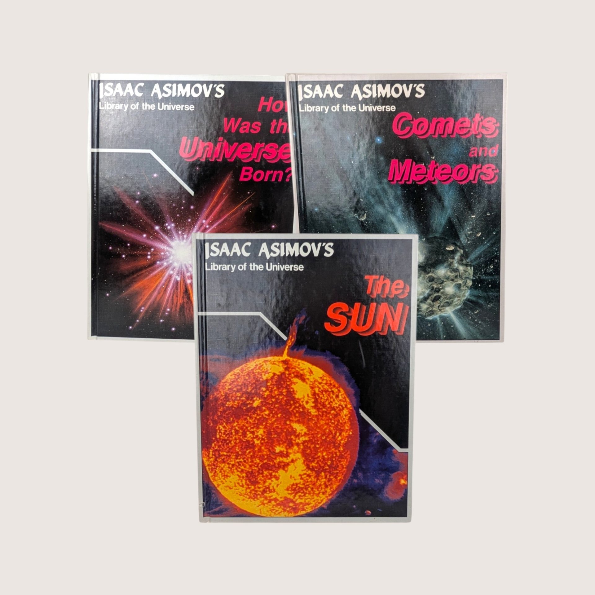 A set of three vintage Isaac Asimov's Library of the Universe hardcover science books including The Sun.