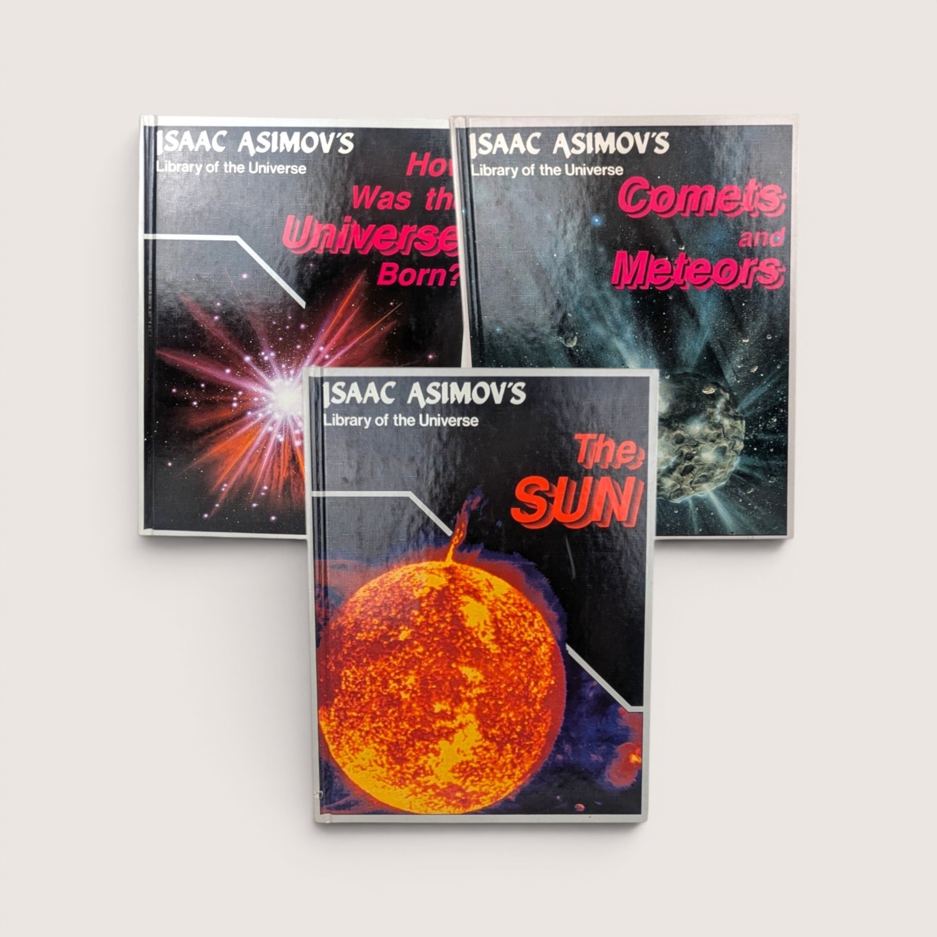 A set of three vintage Isaac Asimov's Library of the Universe hardcover science books including The Sun.