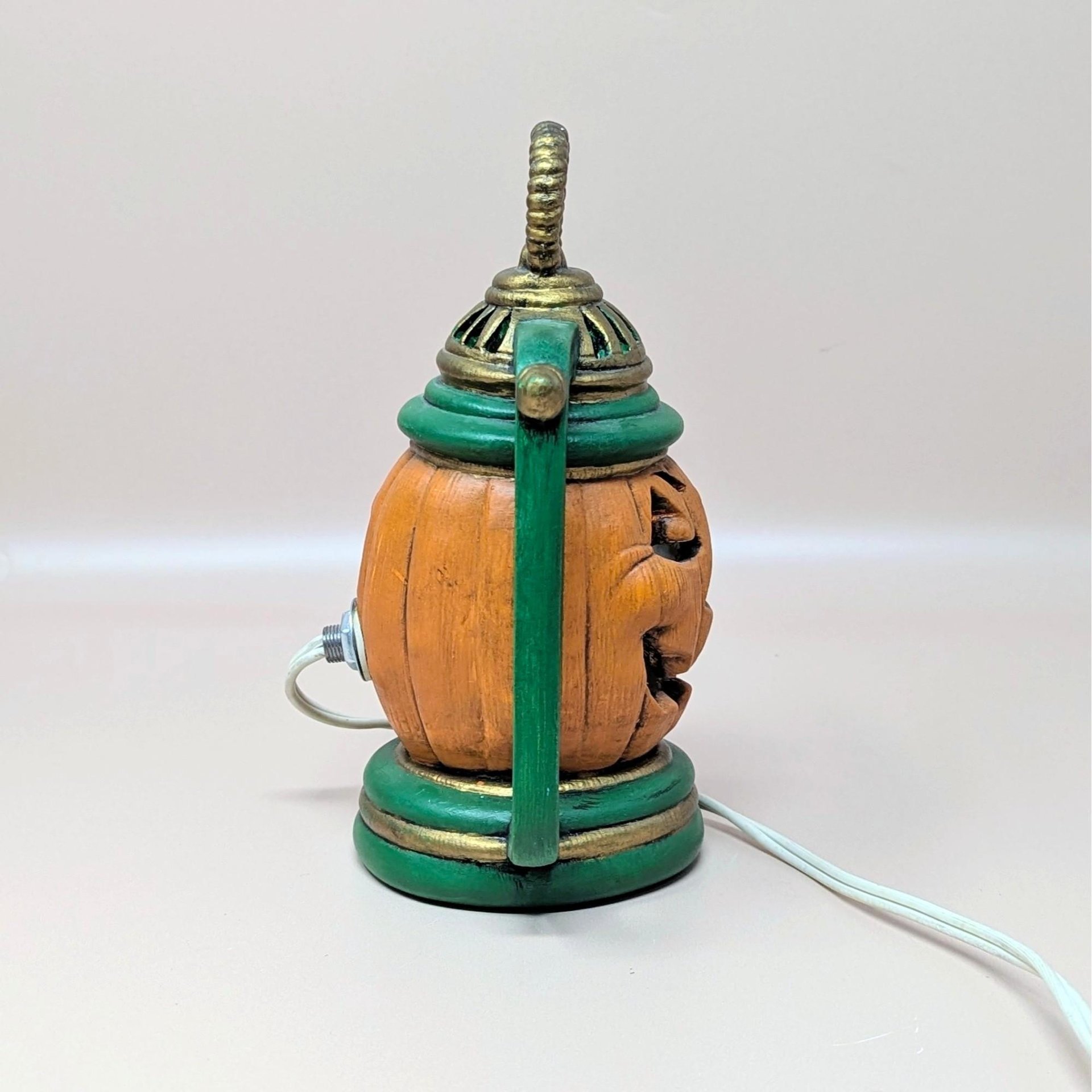 Vintage Ceramic Jack-O-Lantern Pumpkin Lantern Light