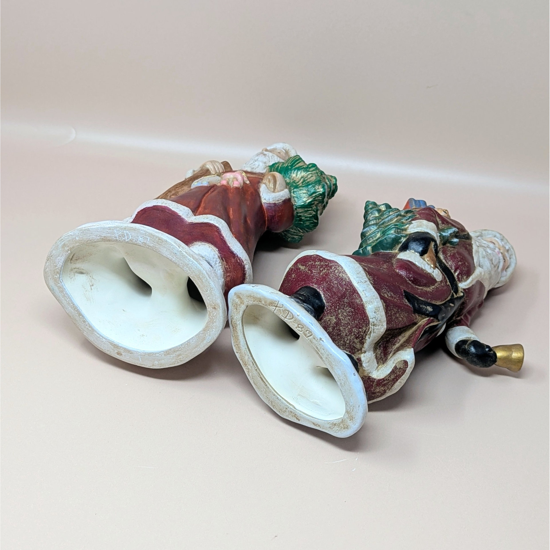 Vintage Pair Hand Painted Old World Santa Figures