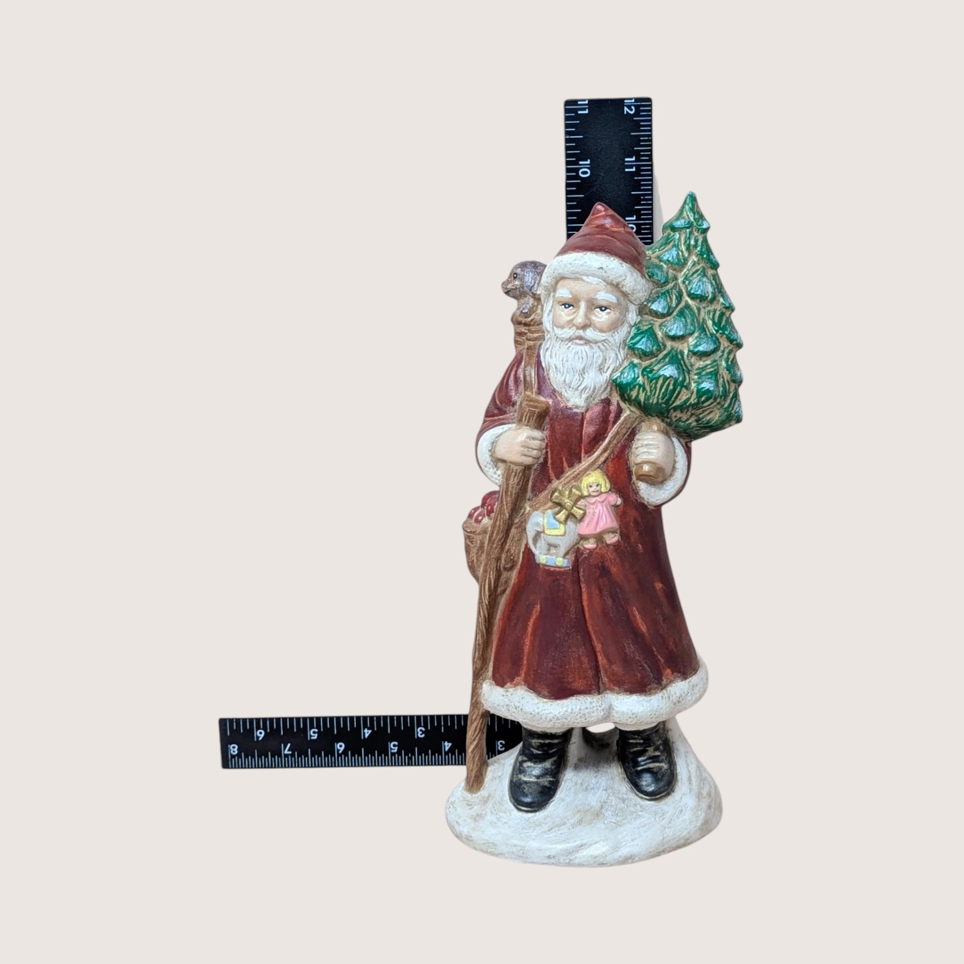 Vintage Pair Hand Painted Old World Santa Figures