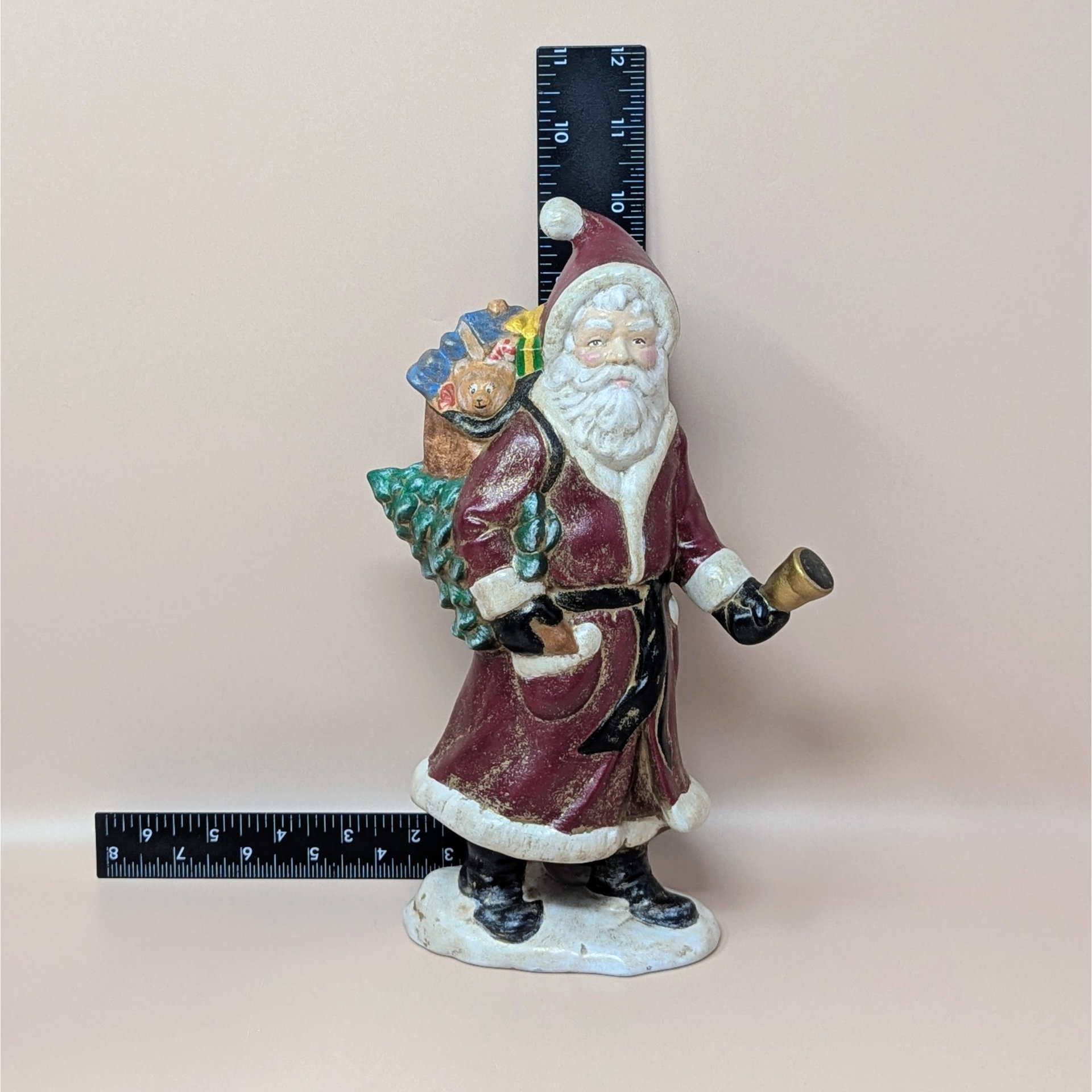 Vintage Pair Hand Painted Old World Santa Figures