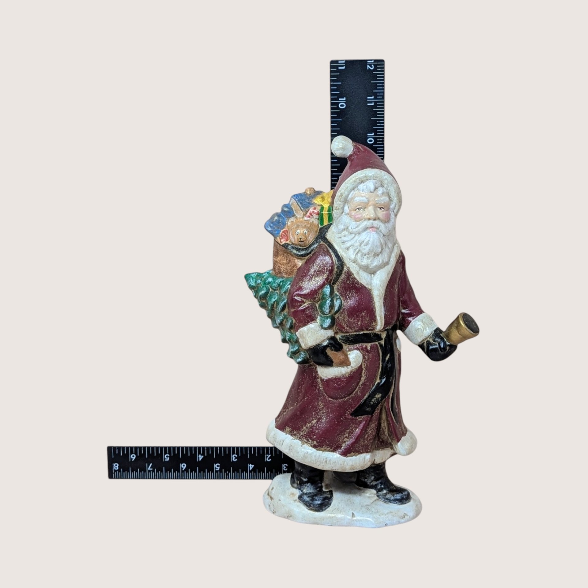 Vintage Pair Hand Painted Old World Santa Figures