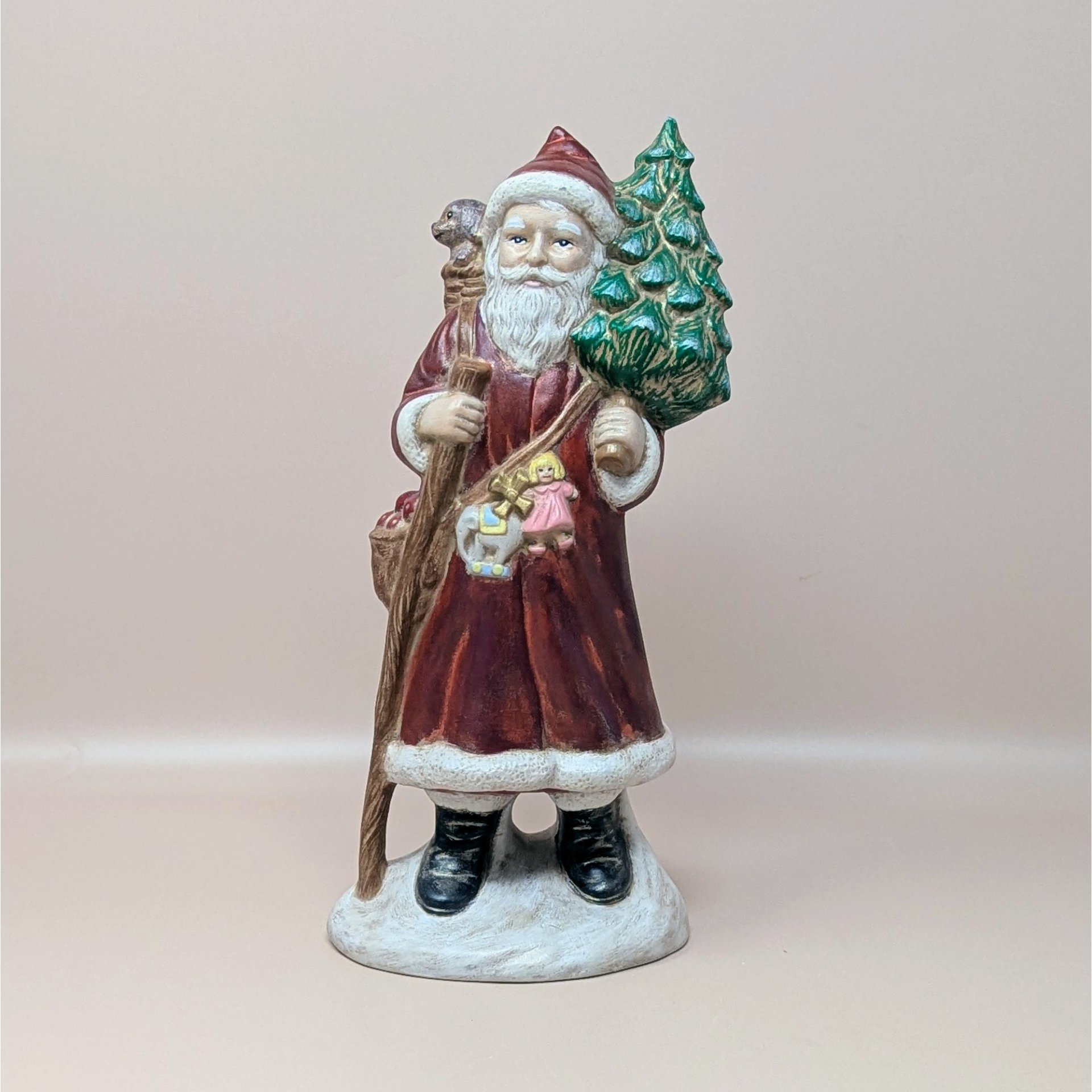 Vintage Pair Hand Painted Old World Santa Figures