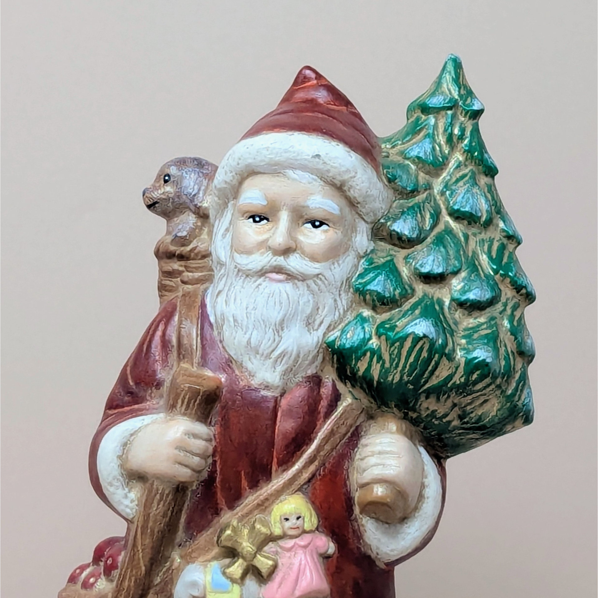 Vintage Pair Hand Painted Old World Santa Figures