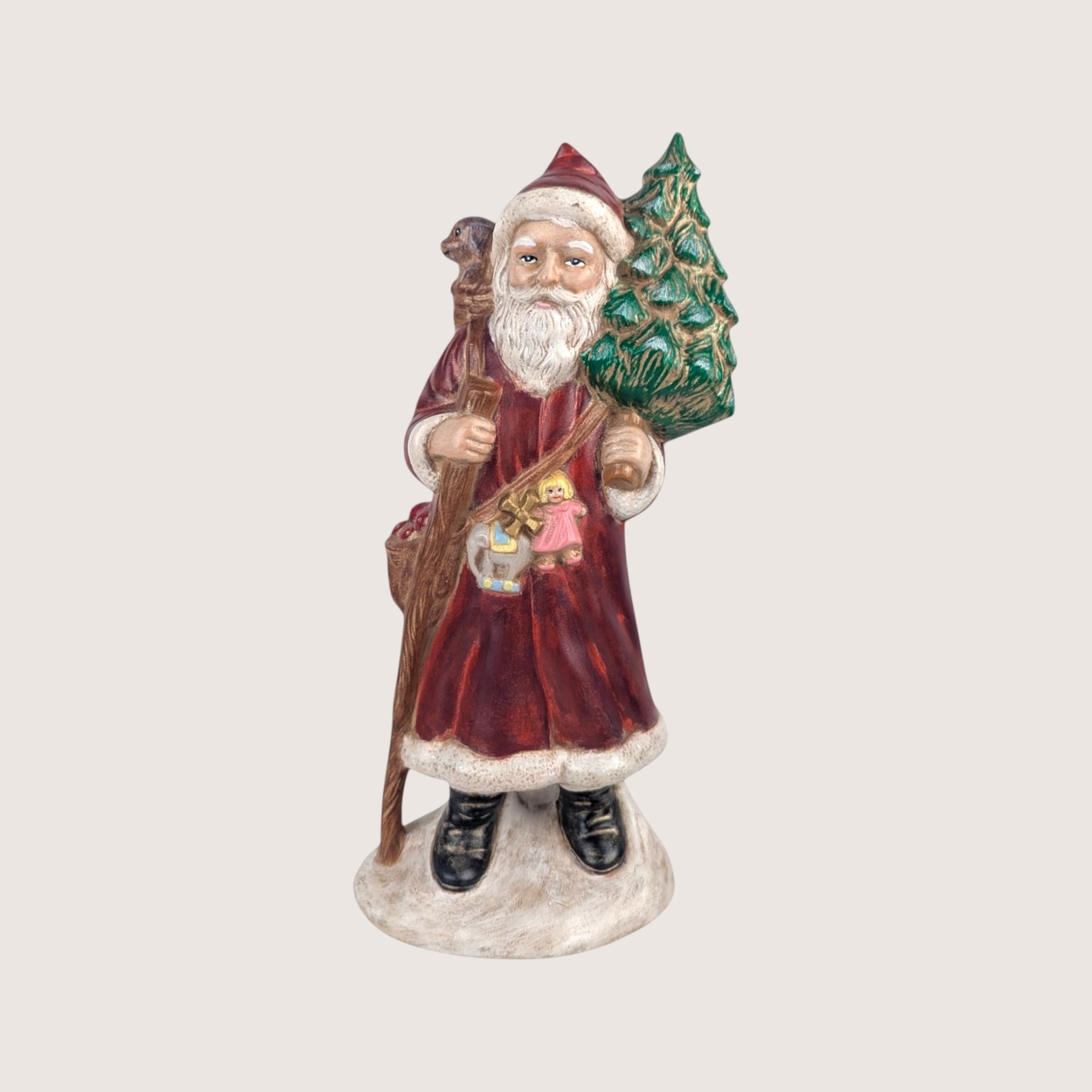 Vintage Pair Hand Painted Old World Santa Figures